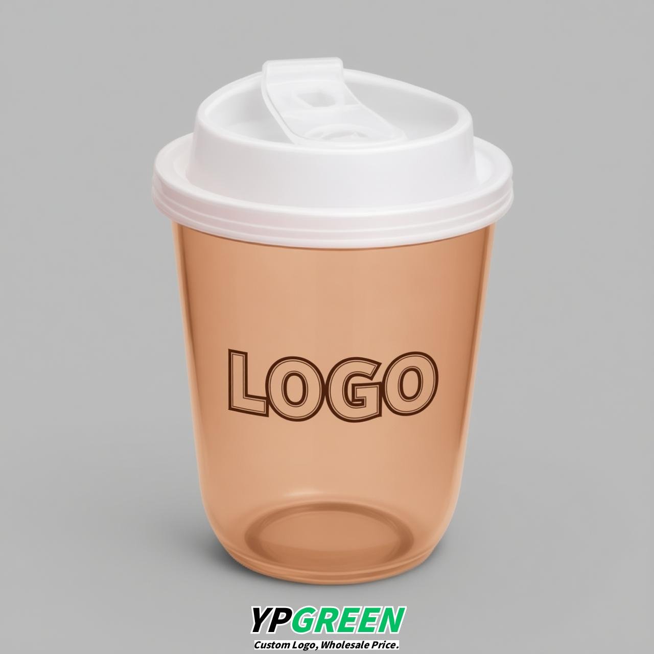 Apricot U Shape Cups with Lid - Custom Logo PP & PET Plastic Disposable