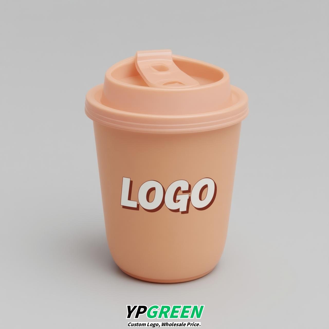 Apricot U Shape Cups with Lid - Custom Logo PP & PET Plastic Disposable