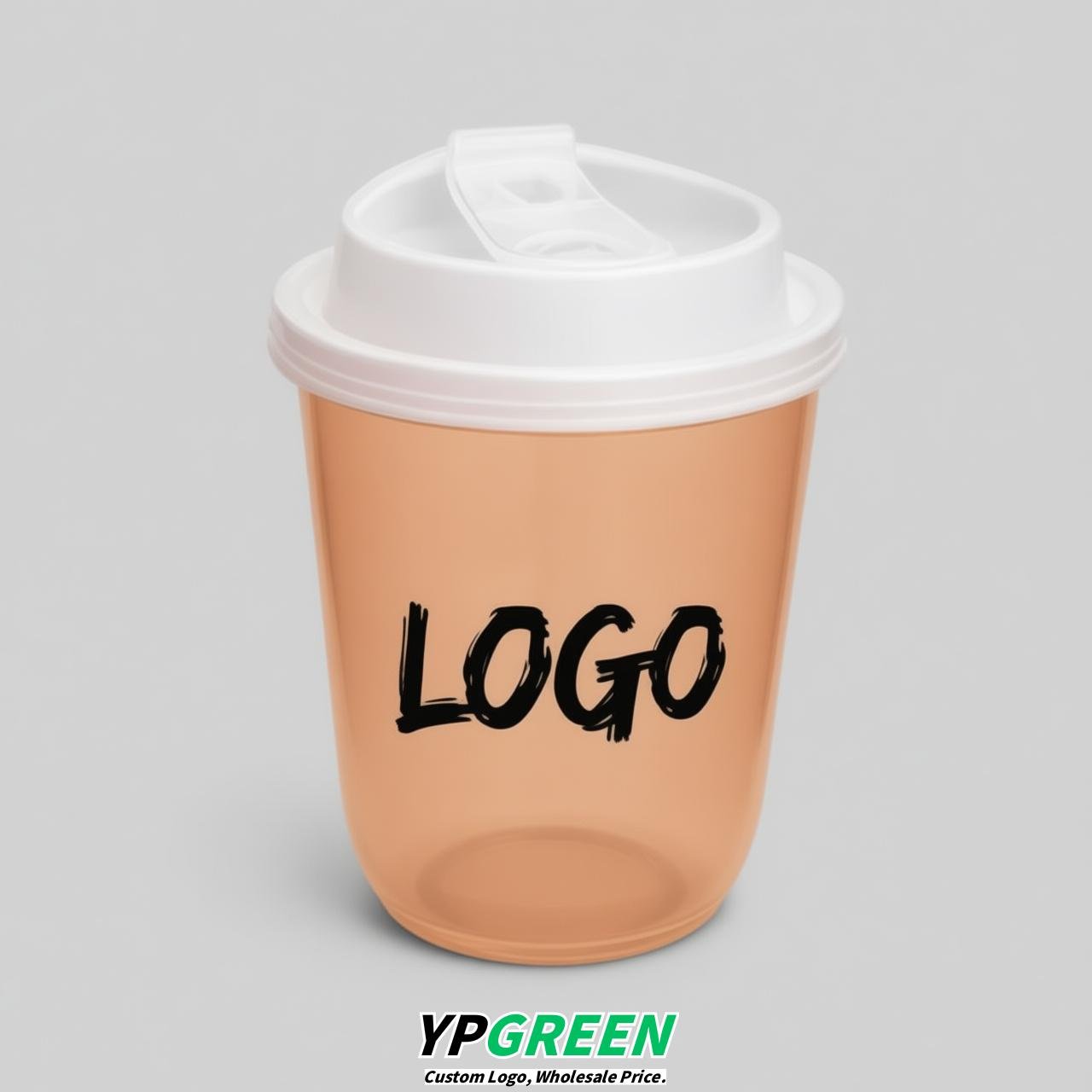 Apricot U Shape Cups with Lid - Custom Logo PP & PET Plastic Disposable