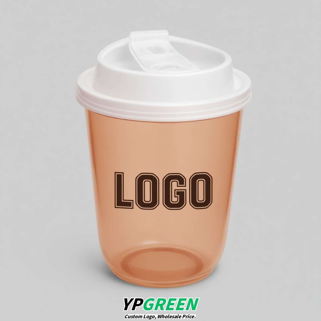 Apricot U Shape Cups with Lid - Custom Logo PP & PET Plastic Disposable