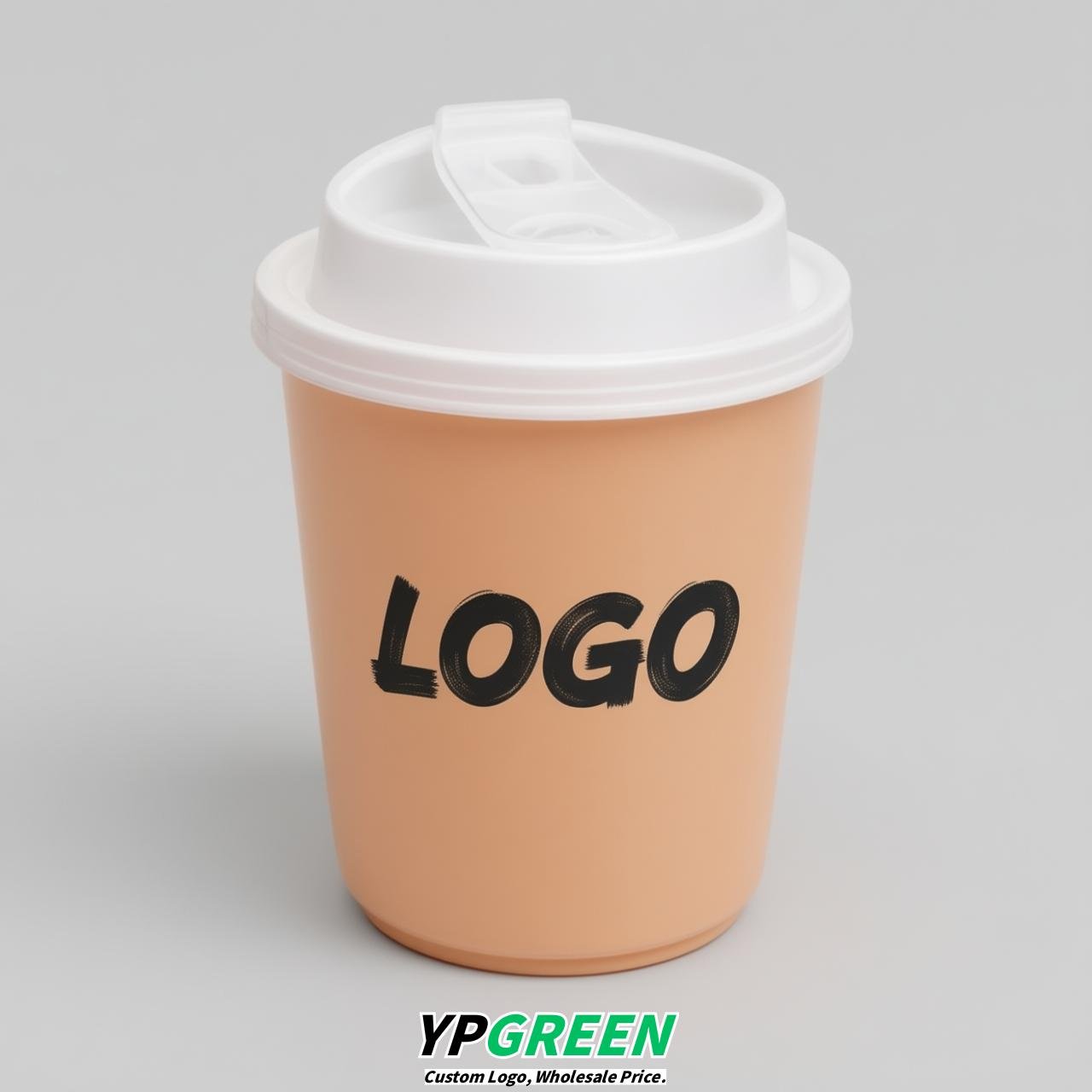 Apricot U Shape Cups with Lid - Custom Logo PP & PET Plastic Disposable