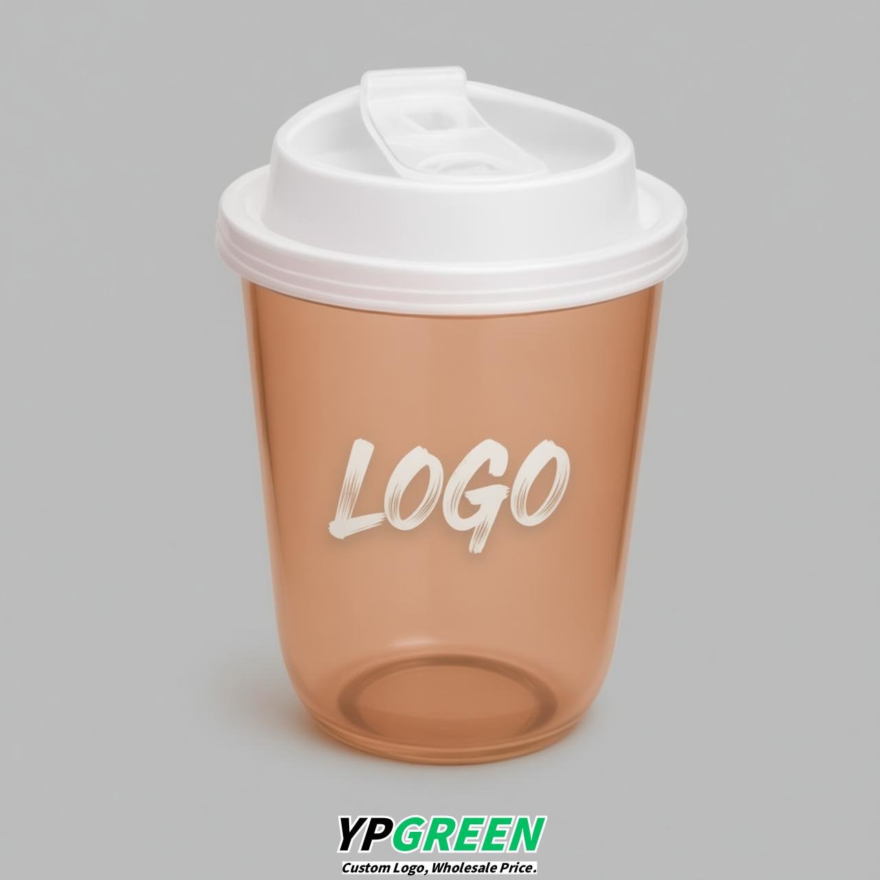 Apricot U Shape Cups with Lid - Custom Logo PP & PET Plastic Disposable