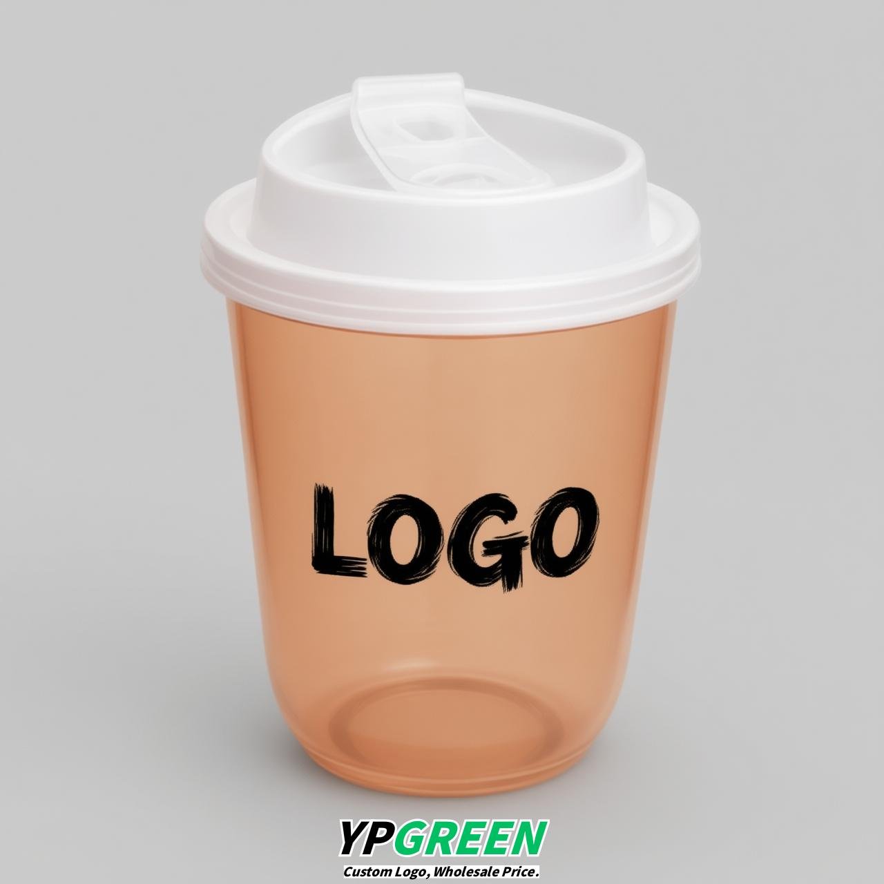 Apricot U Shape Cups with Lid - Custom Logo PP & PET Plastic Disposable