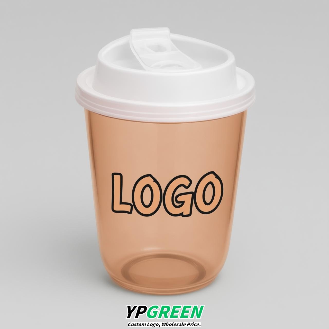 Apricot U Shape Cups with Lid - Custom Logo PP & PET Plastic Disposable