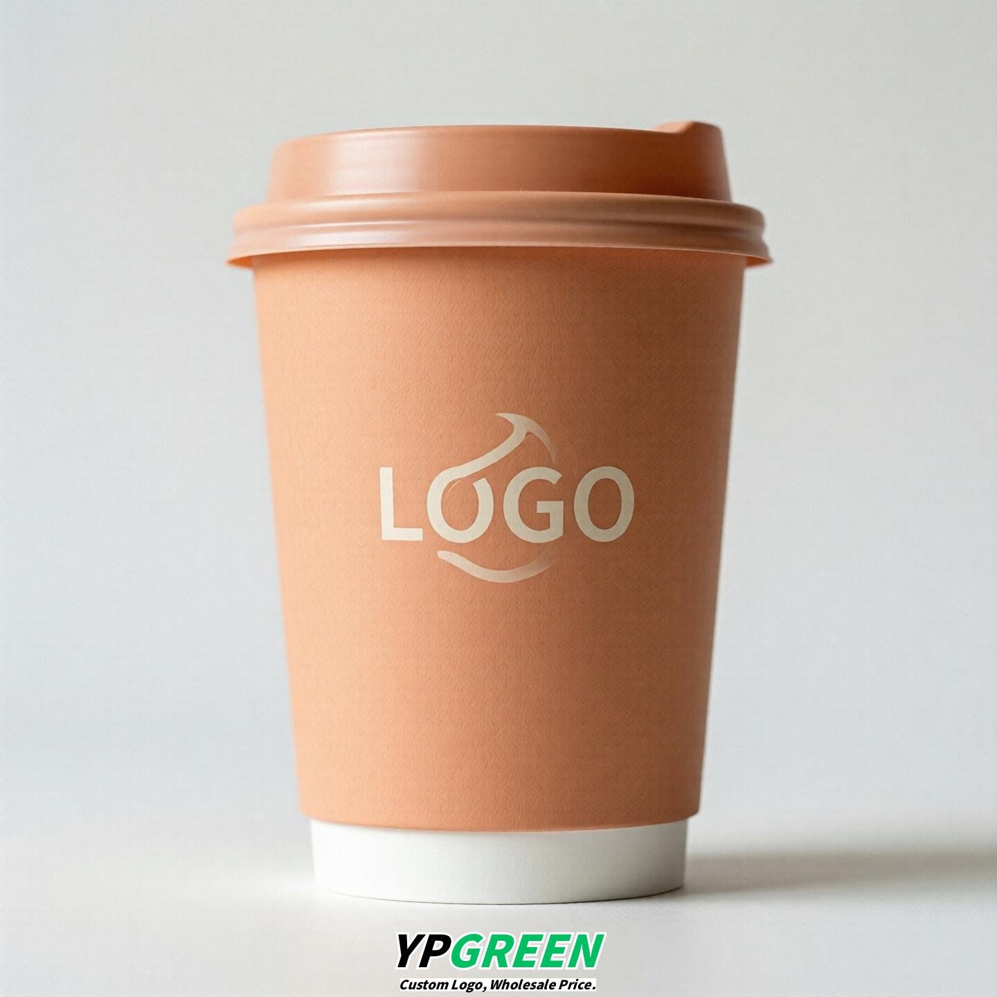 Apricot Custom Logo Paper Cups: 8-24oz & Double Wall