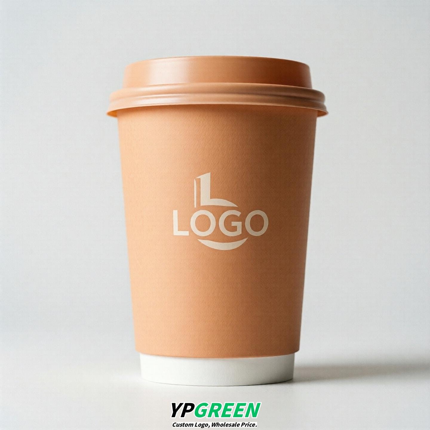 Apricot Custom Logo Paper Cups: 8-24oz & Double Wall