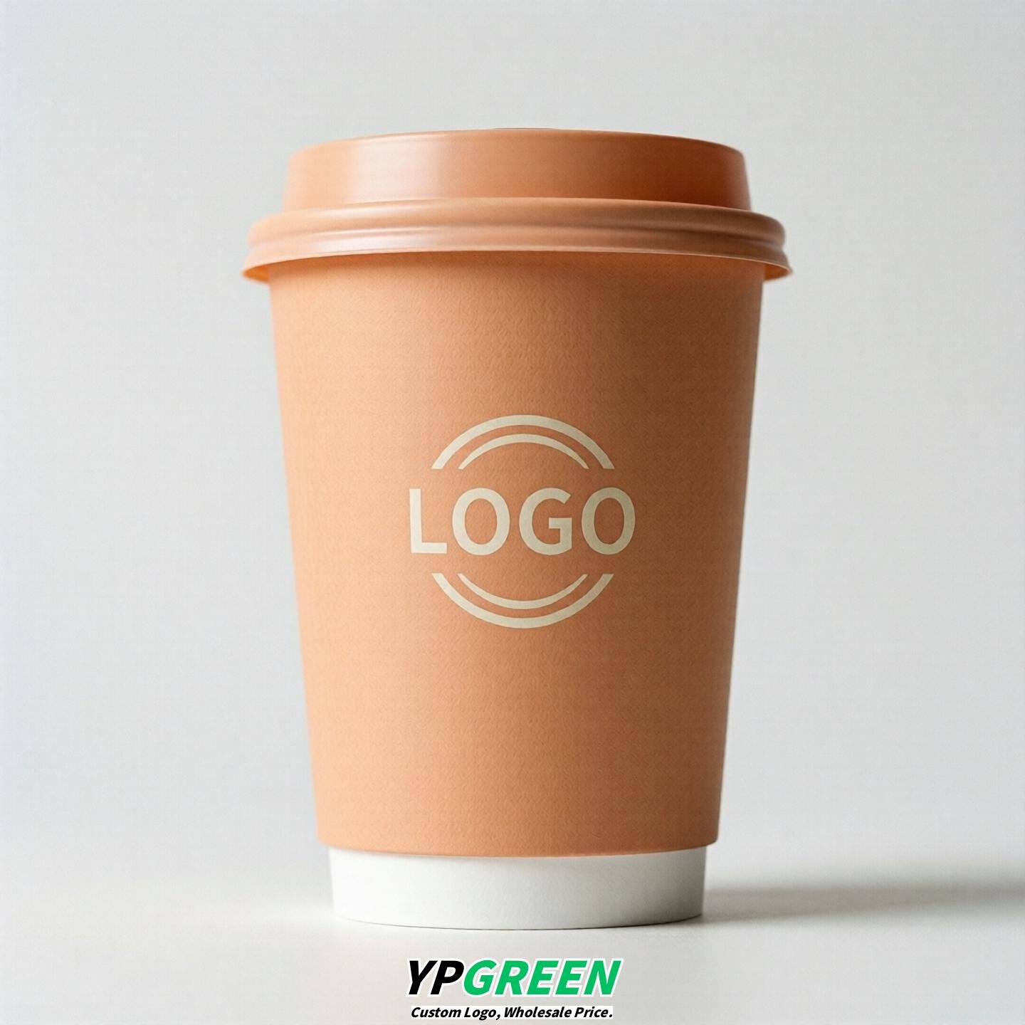 Apricot Custom Logo Paper Cups: 8-24oz & Double Wall