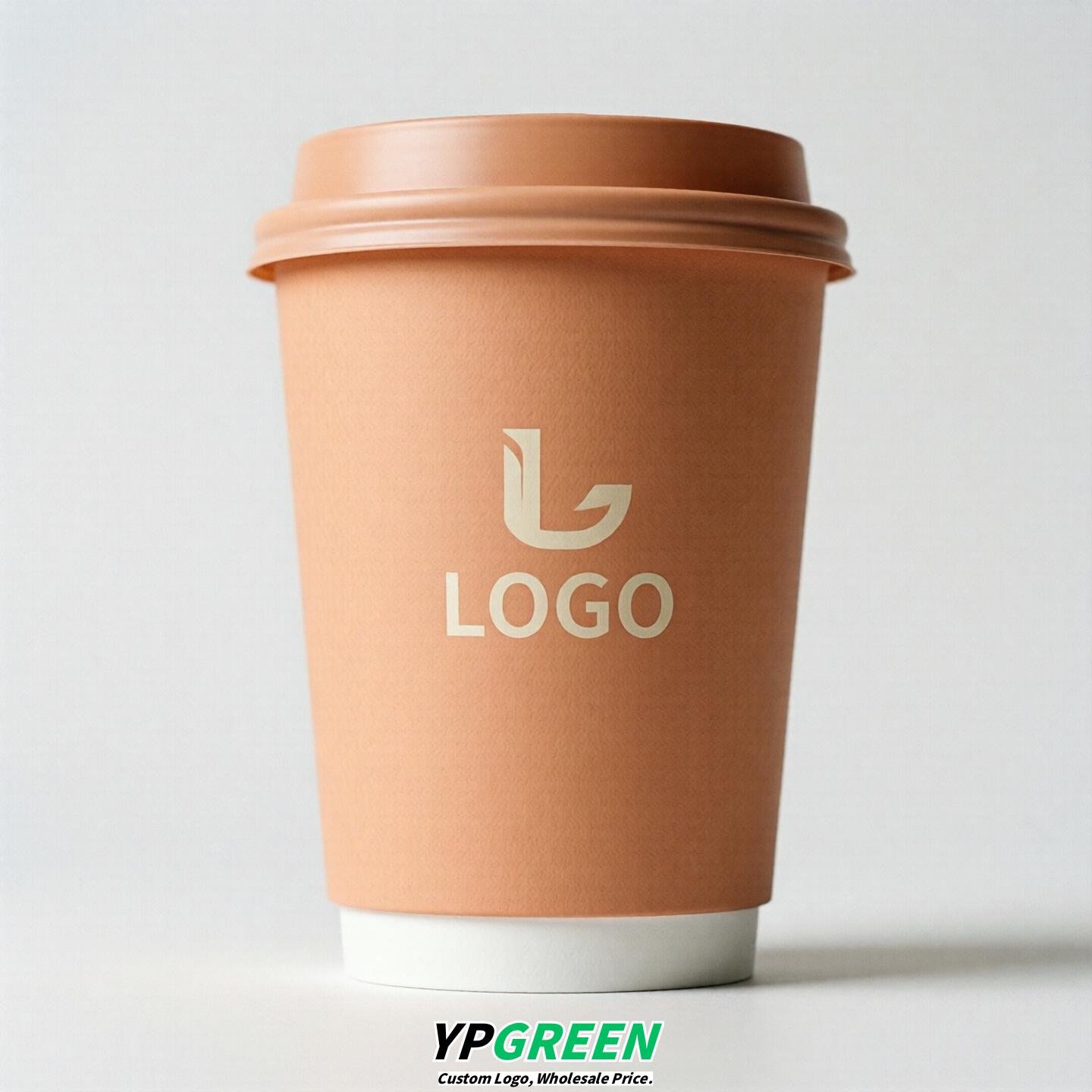 Apricot Custom Logo Paper Cups: 8-24oz & Double Wall