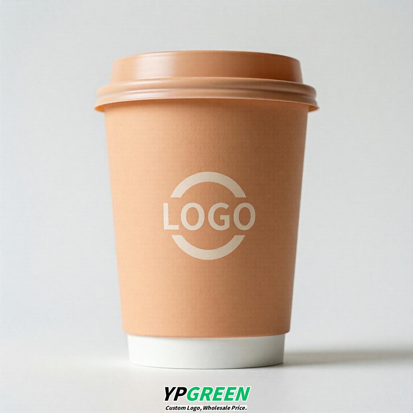 Apricot Custom Logo Paper Cups: 8-24oz & Double Wall