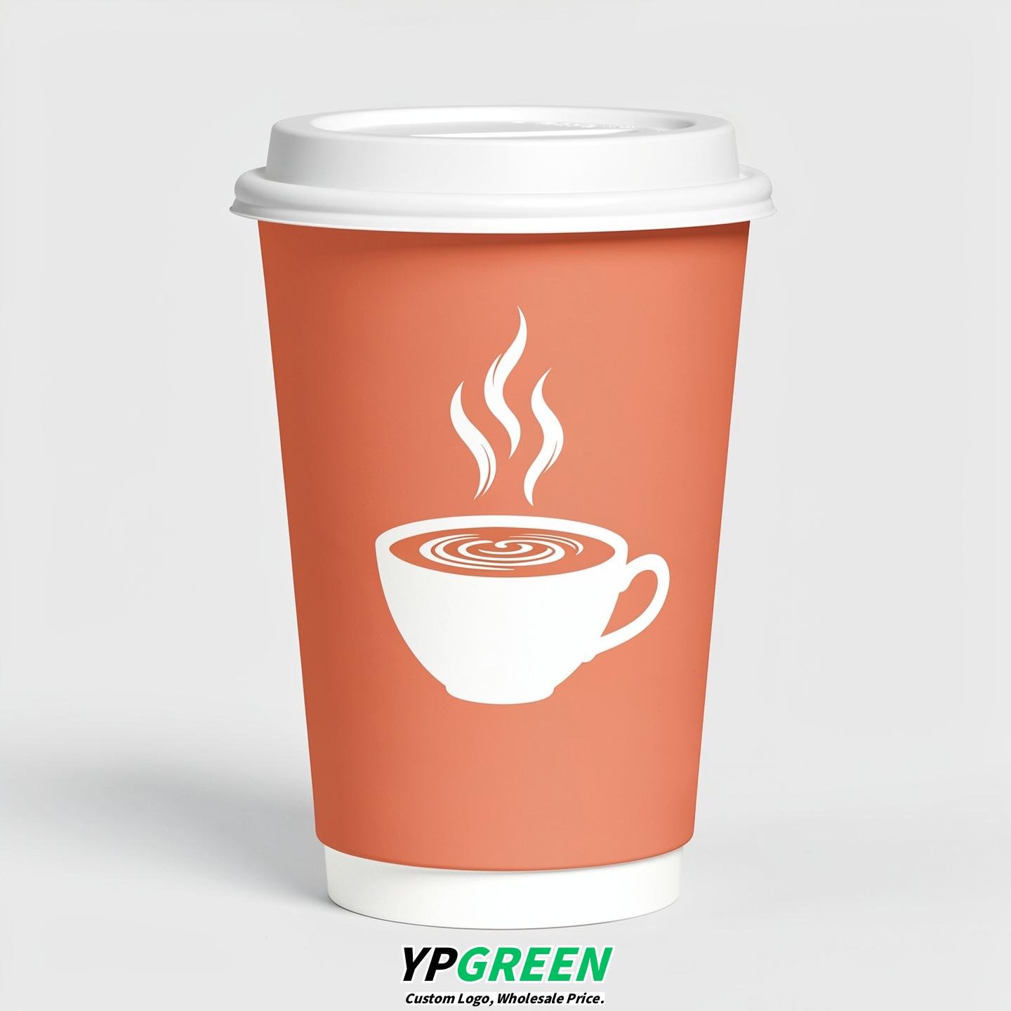 Apricot Hot Coffee Icon Paper Cups - Disposable Steaming Coffee Design