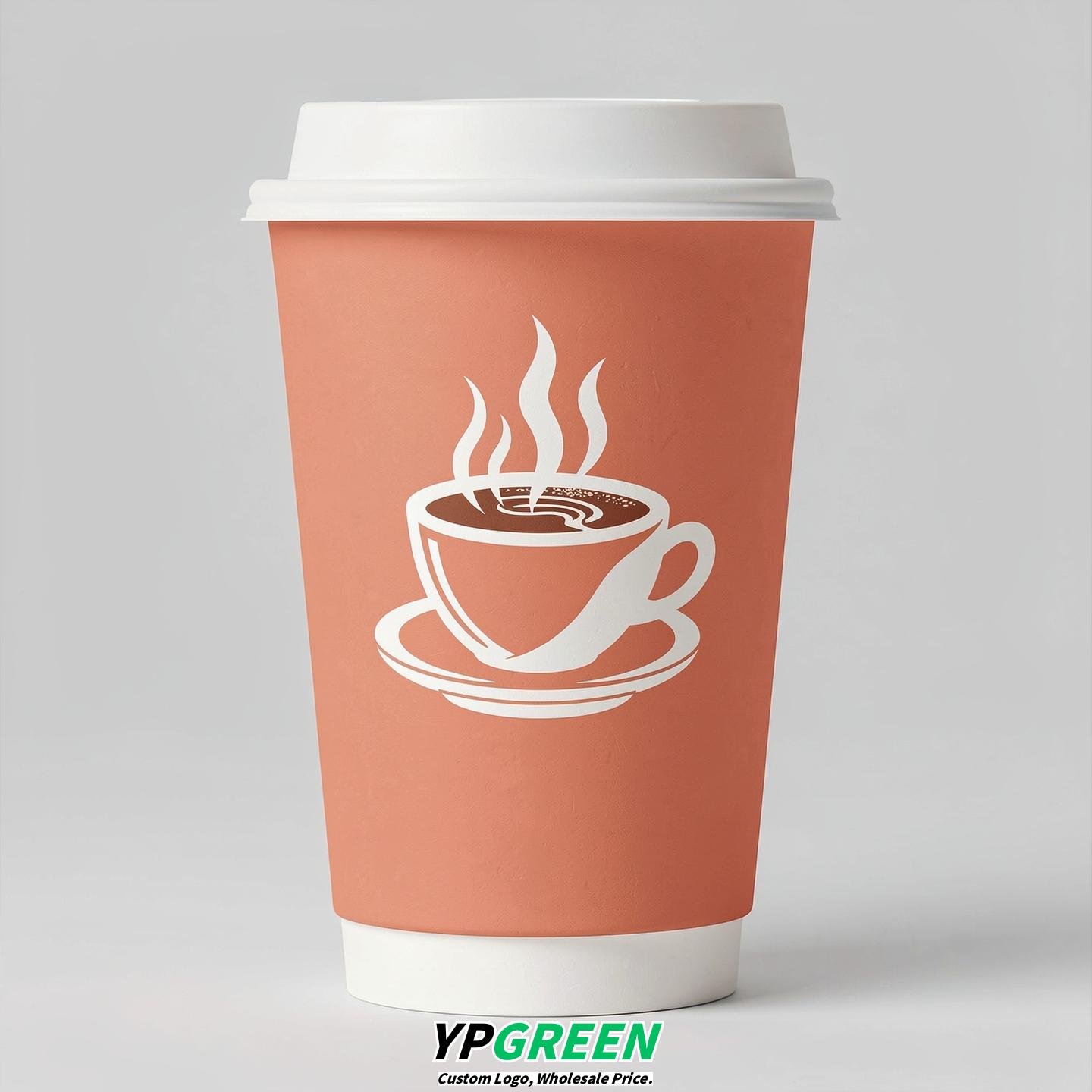 Apricot Hot Coffee Icon Paper Cups - Disposable Steaming Coffee Design