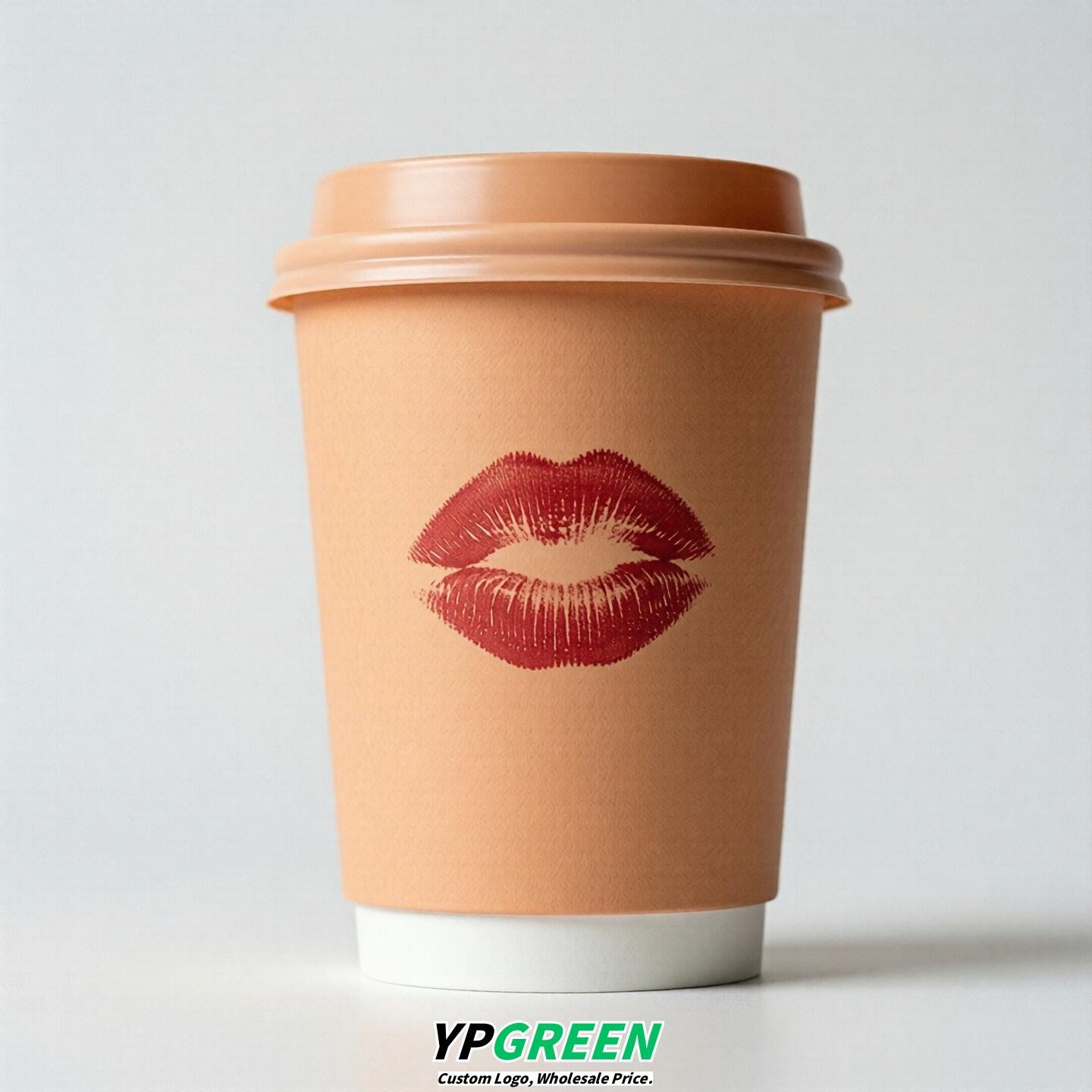 Apricot Paper Cups with Lips Print 10oz/12oz/16oz/20oz/22oz