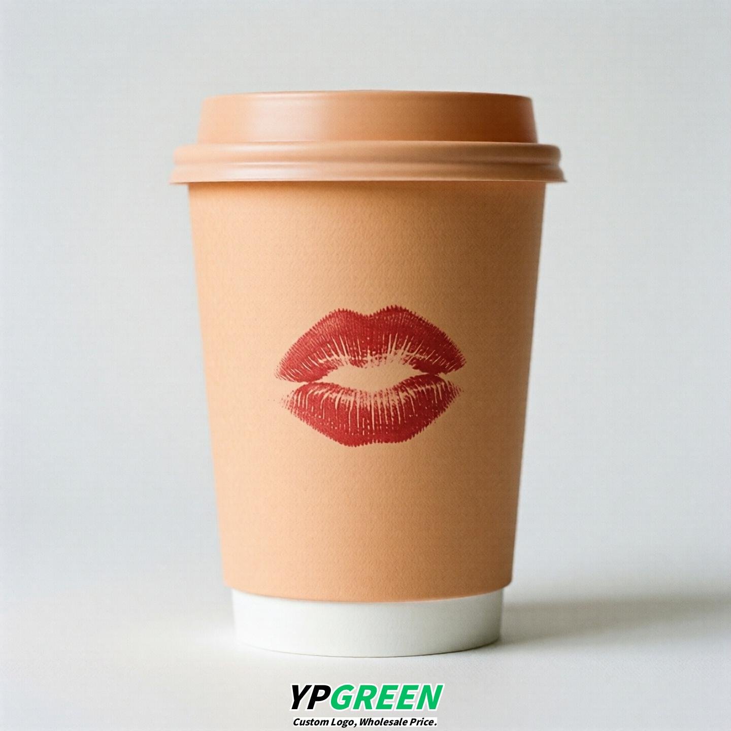 Apricot Paper Cups with Lips Print 10oz/12oz/16oz/20oz/22oz