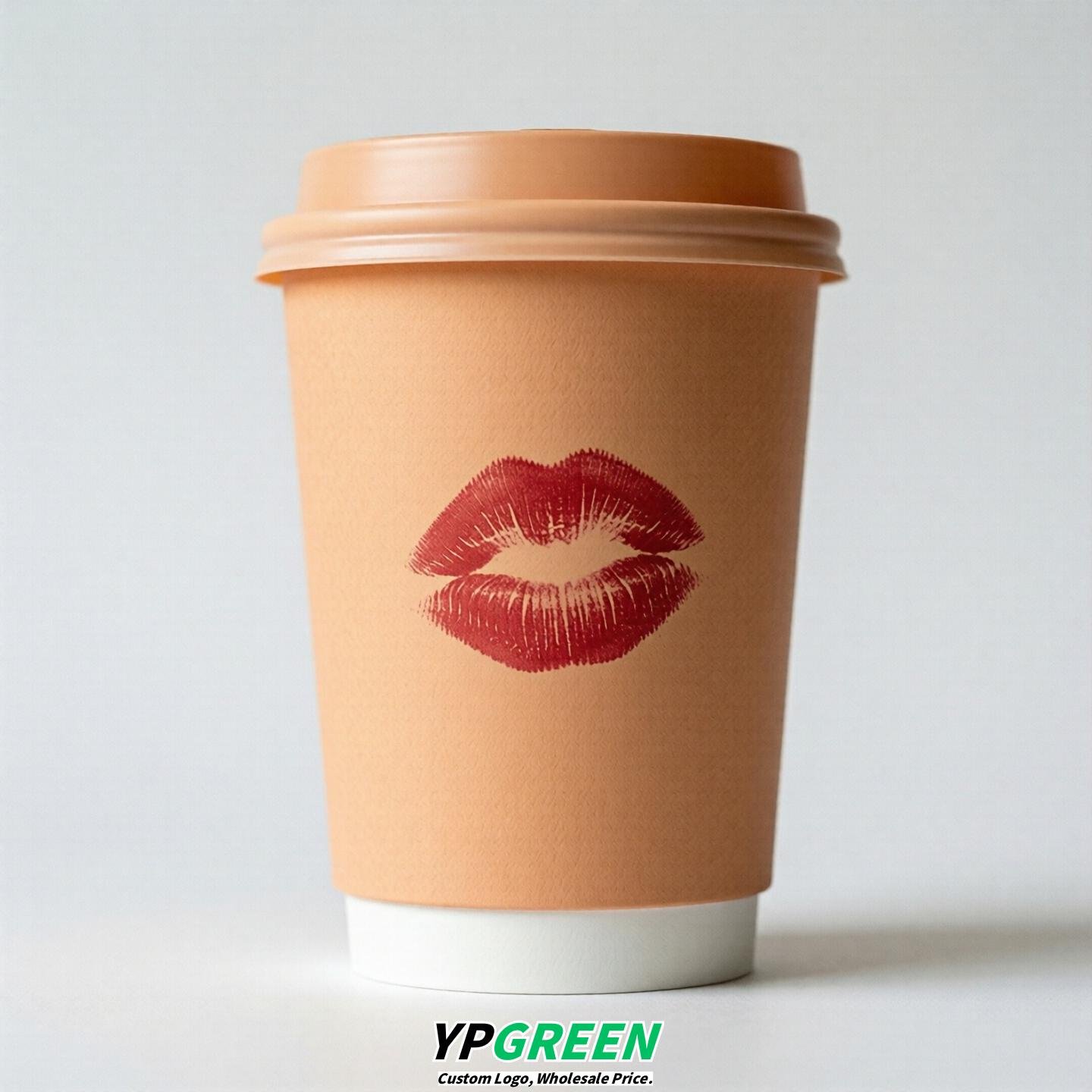 Apricot Paper Cups with Lips Print 10oz/12oz/16oz/20oz/22oz