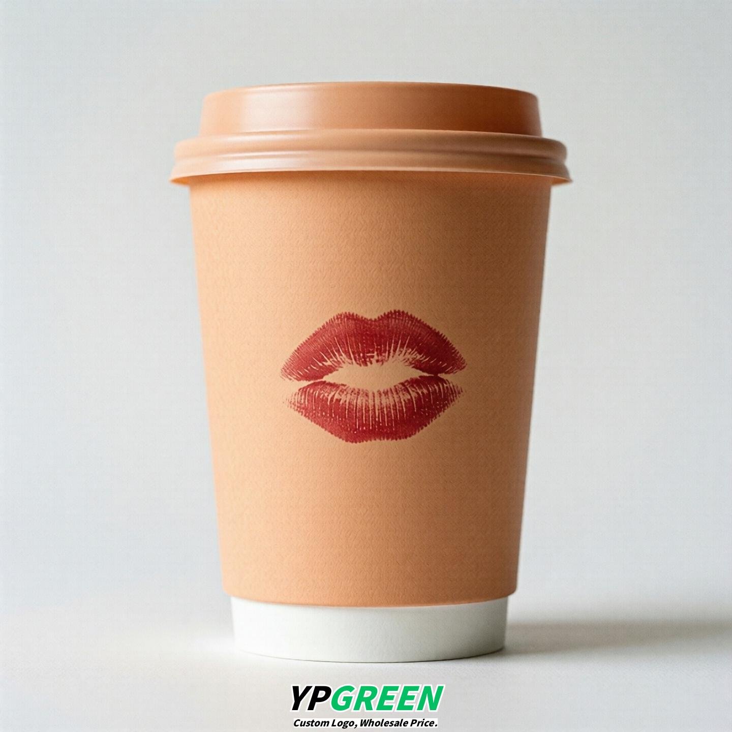 Apricot Paper Cups with Lips Print 10oz/12oz/16oz/20oz/22oz