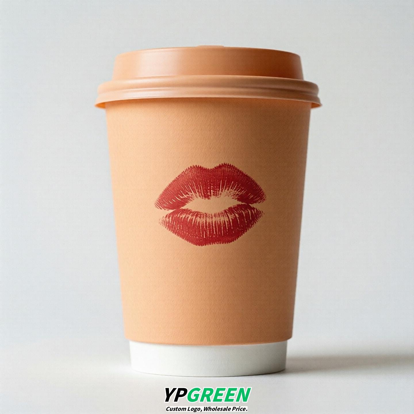 Apricot Paper Cups with Lips Print 10oz/12oz/16oz/20oz/22oz