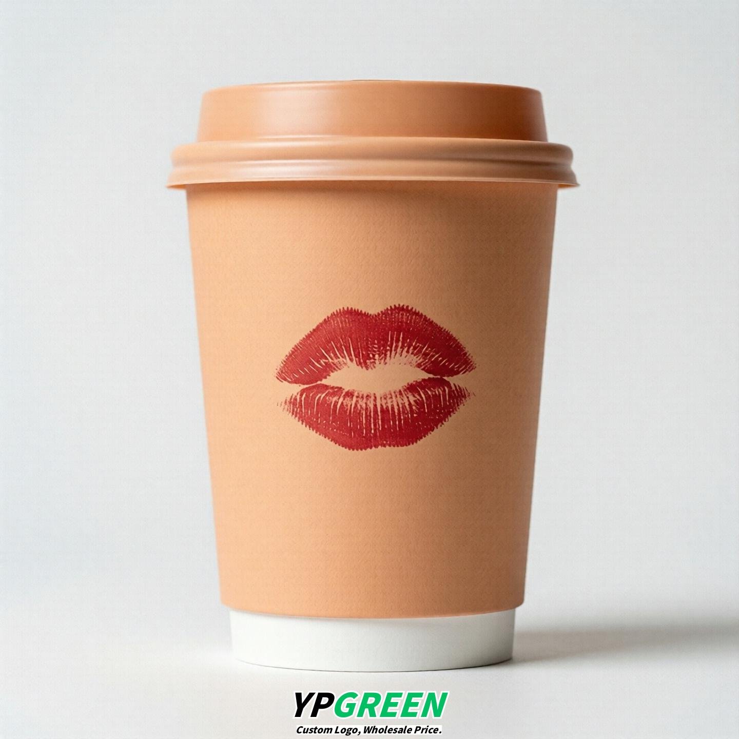 Apricot Paper Cups with Lips Print 10oz/12oz/16oz/20oz/22oz