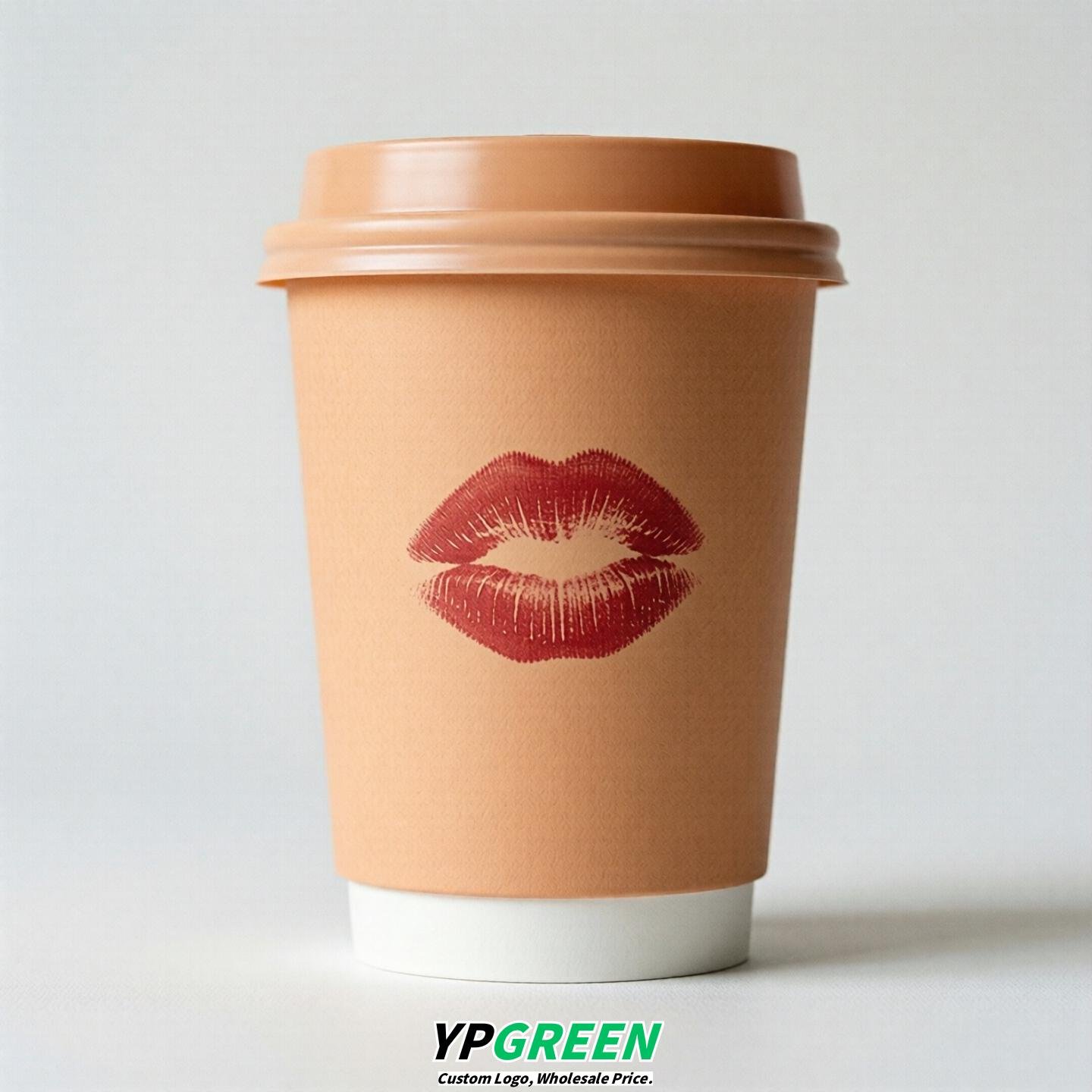 Apricot Paper Cups with Lips Print 10oz/12oz/16oz/20oz/22oz