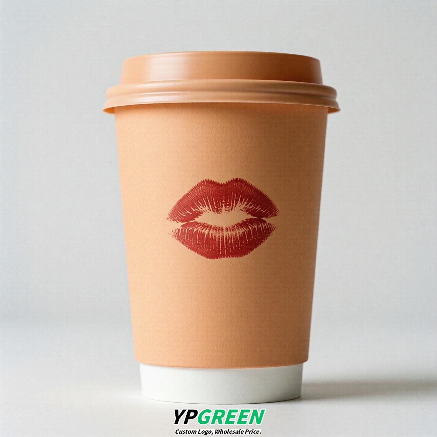 Apricot Paper Cups with Lips Print 10oz/12oz/16oz/20oz/22oz