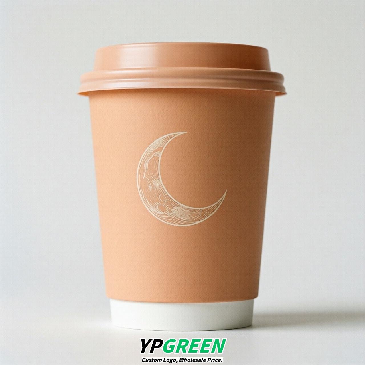 Apricot Moon Paper Cups with Lids 8-24oz