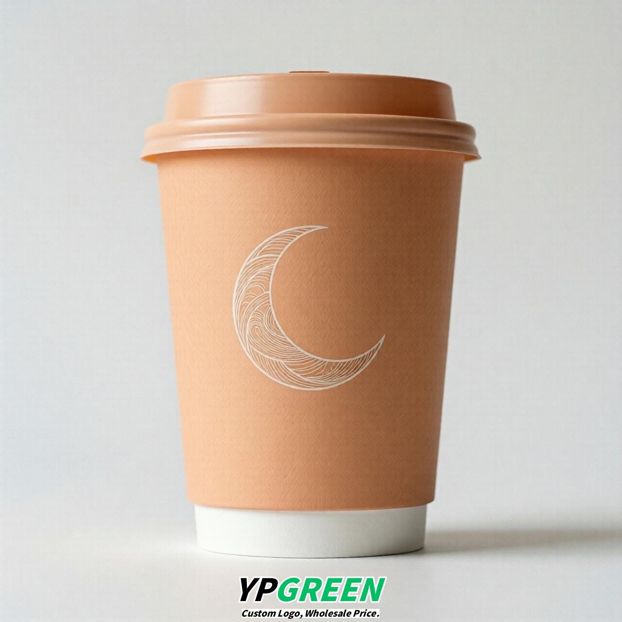 Apricot Moon Paper Cups with Lids 8-24oz