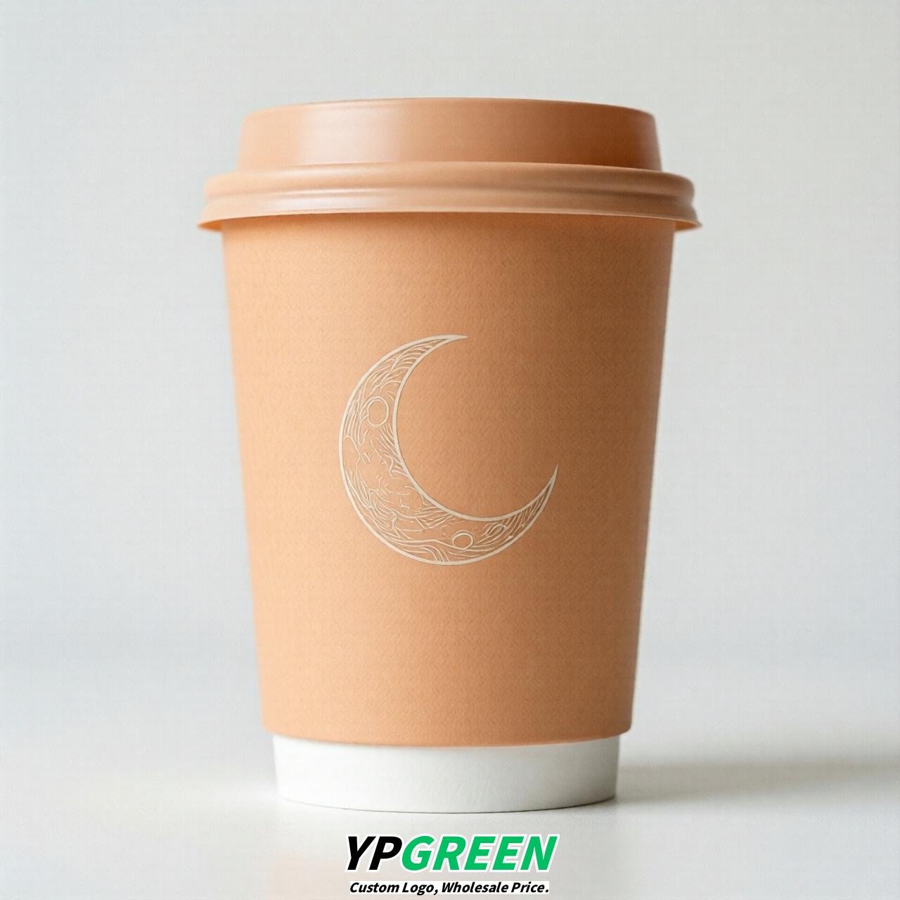 Apricot Moon Paper Cups with Lids 8-24oz