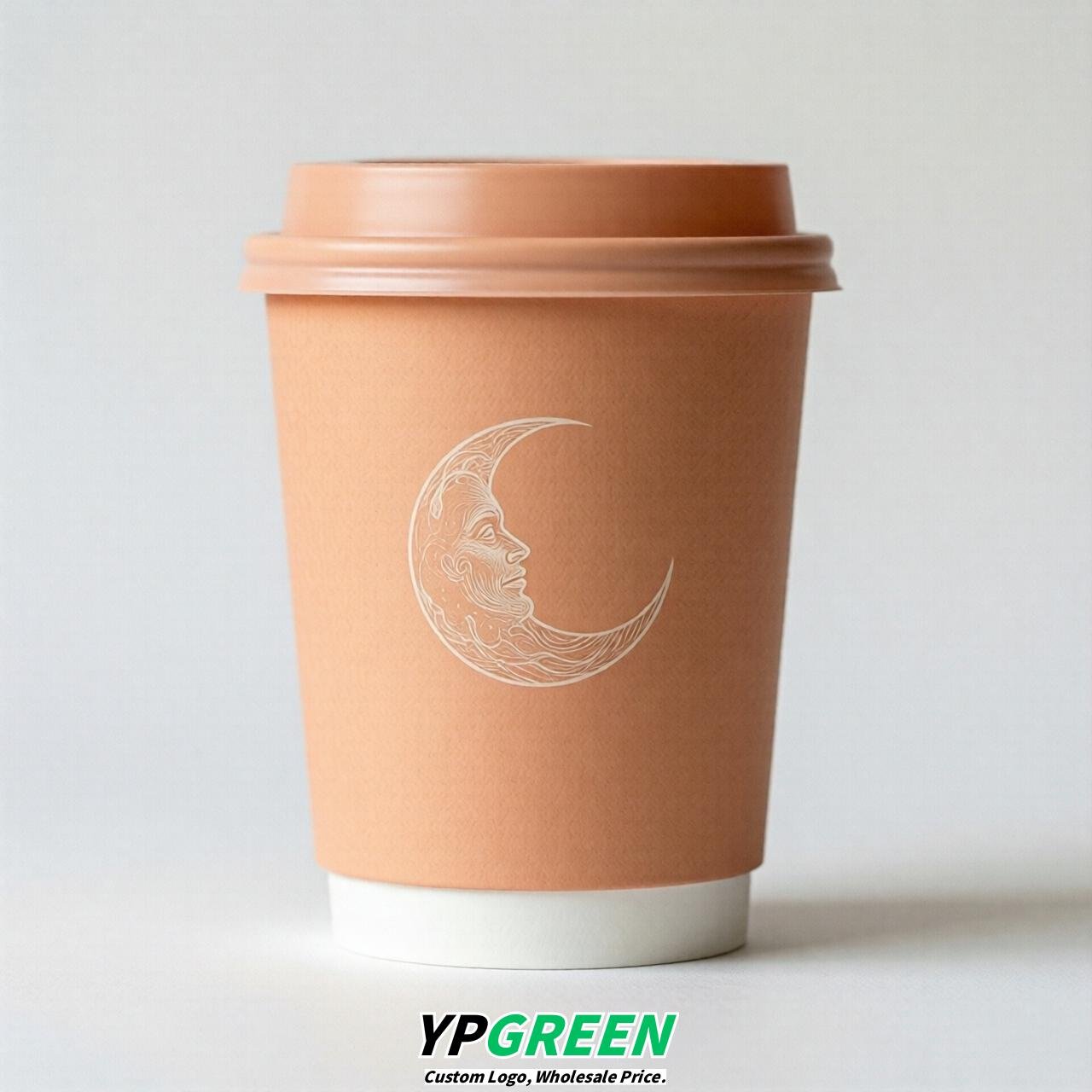 Apricot Moon Paper Cups with Lids 8-24oz