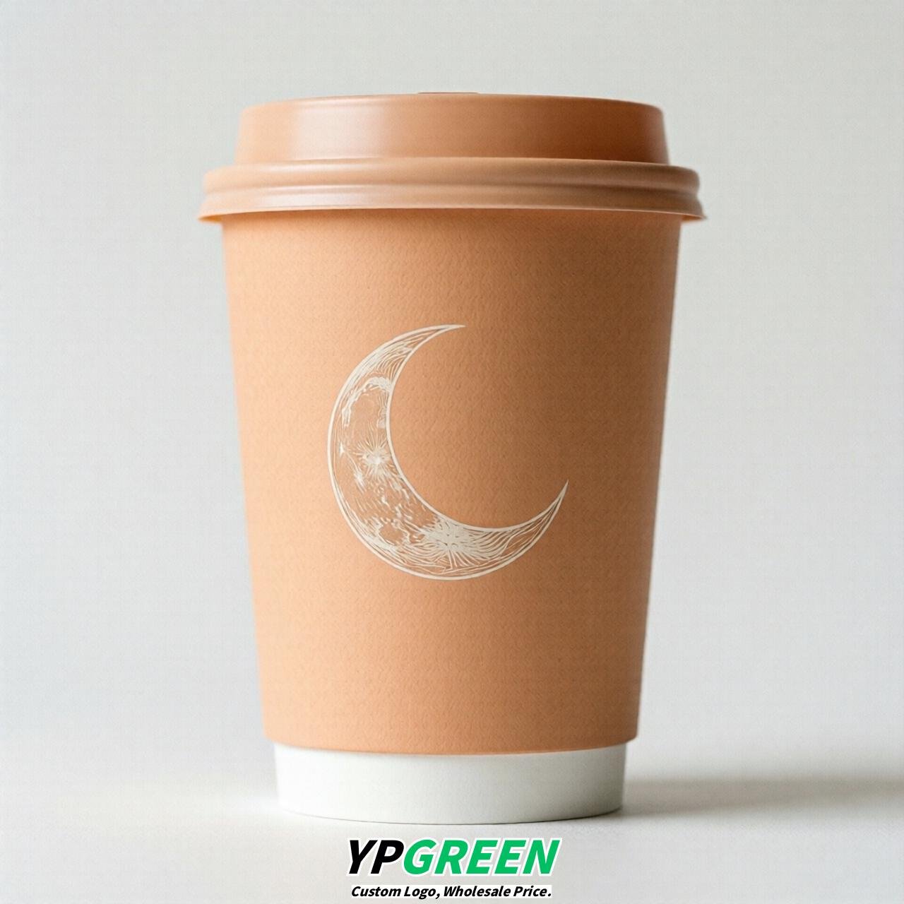 Apricot Moon Paper Cups with Lids 8-24oz