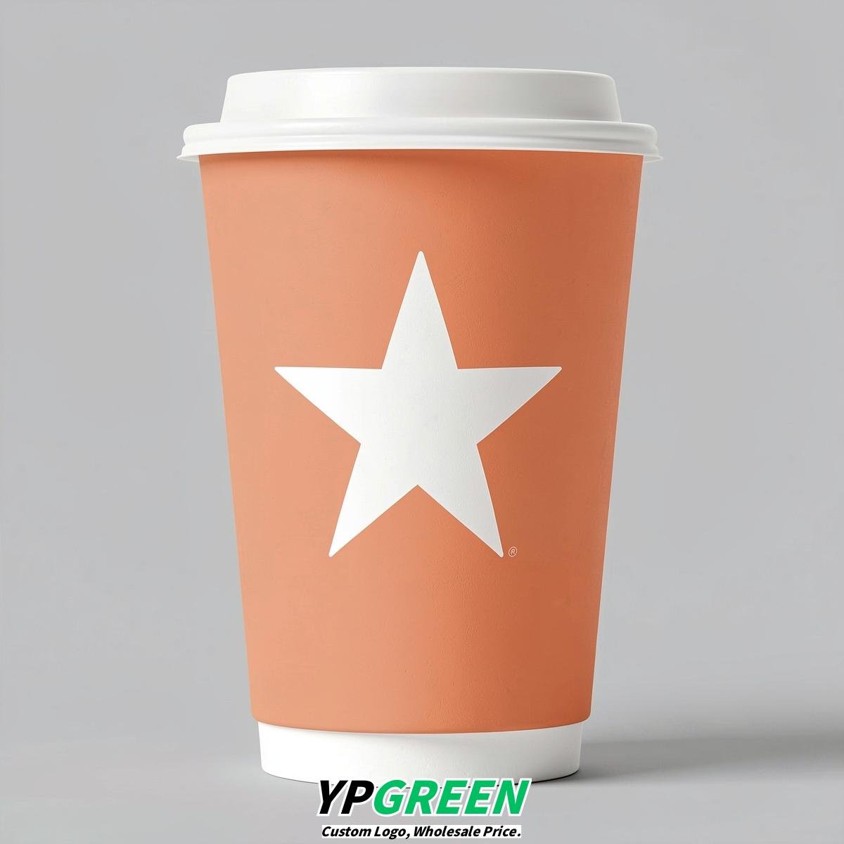 Apricot Stars Paper Cups with Lids 8-24oz