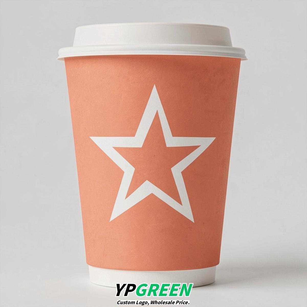 Apricot Stars Paper Cups with Lids 8-24oz
