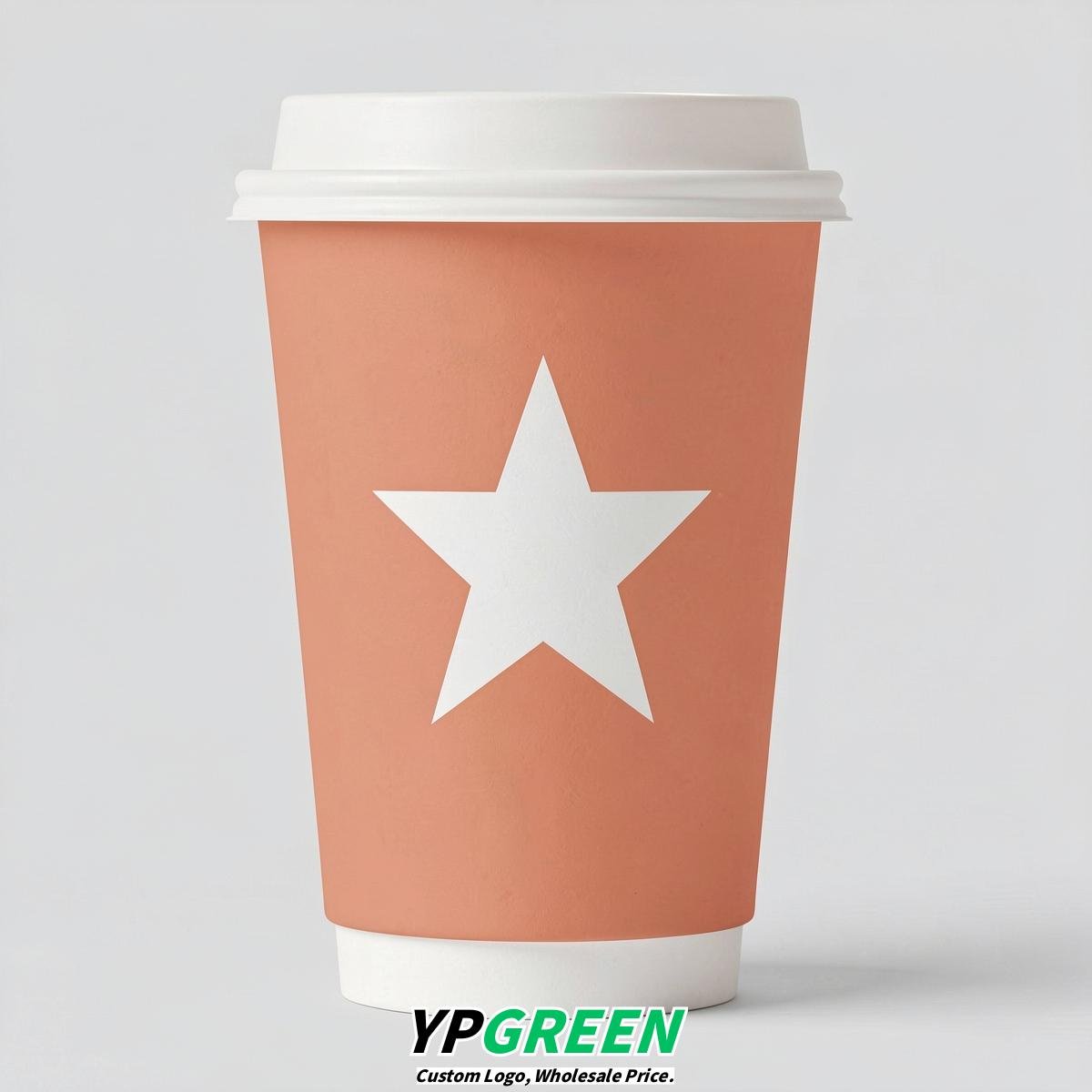 Apricot Stars Paper Cups with Lids 8-24oz