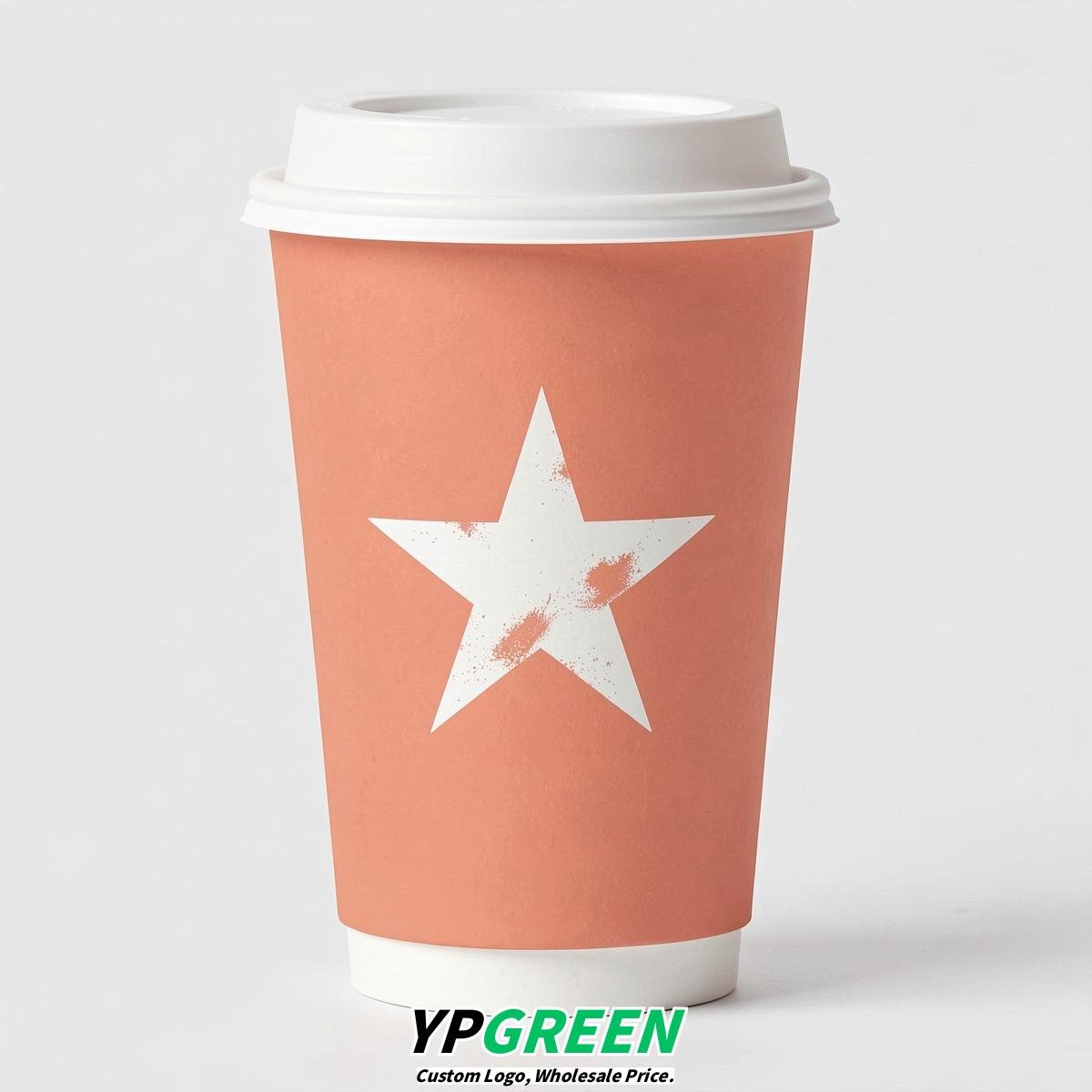 Apricot Stars Paper Cups with Lids 8-24oz