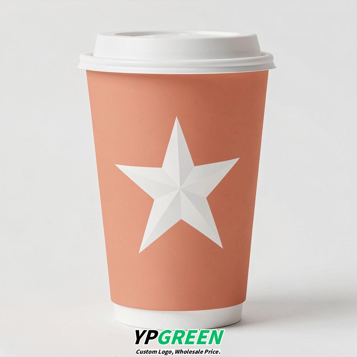 Apricot Stars Paper Cups with Lids 8-24oz