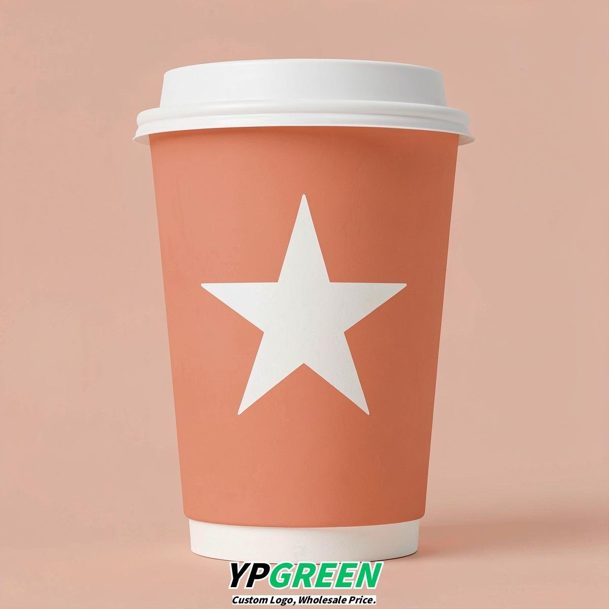 Apricot Stars Paper Cups with Lids 8-24oz