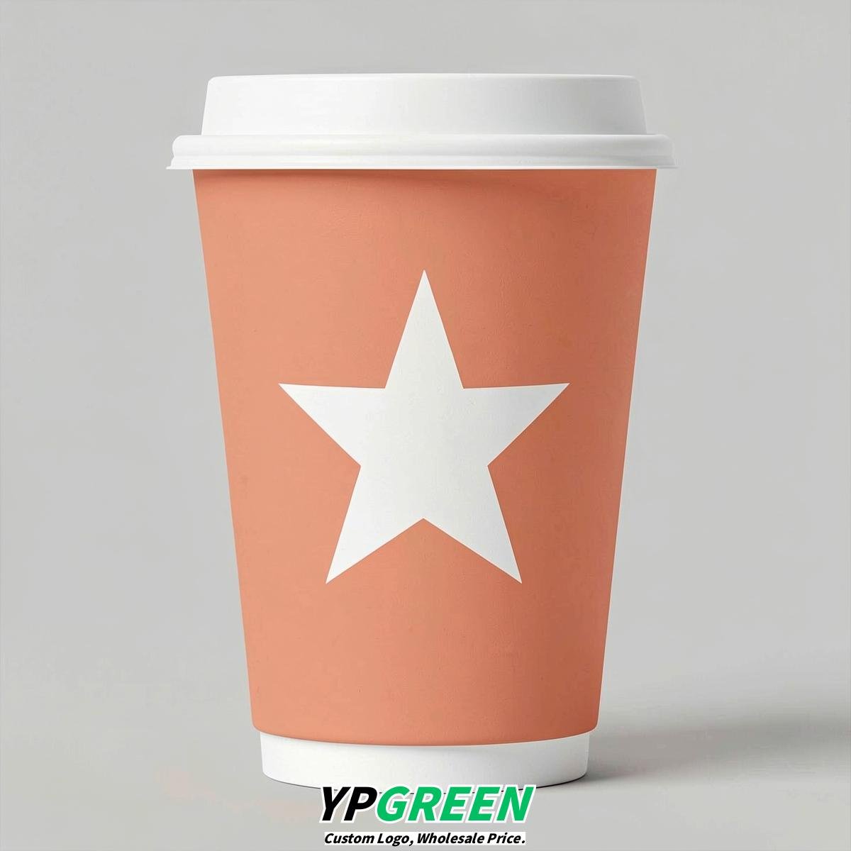Apricot Stars Paper Cups with Lids 8-24oz