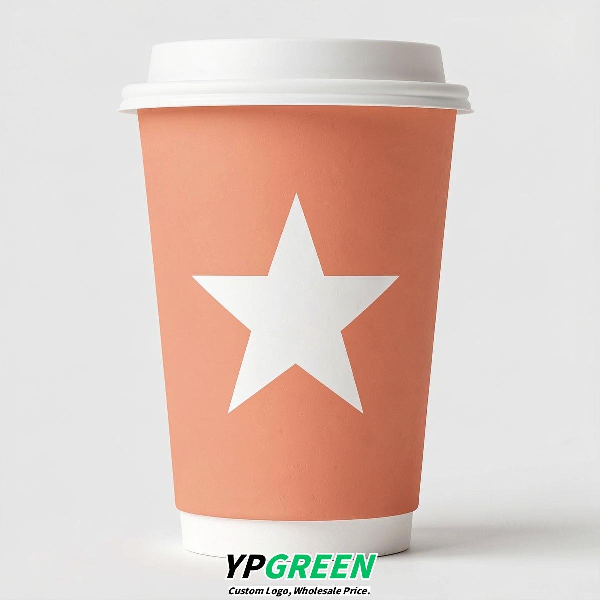Apricot Stars Paper Cups with Lids 8-24oz