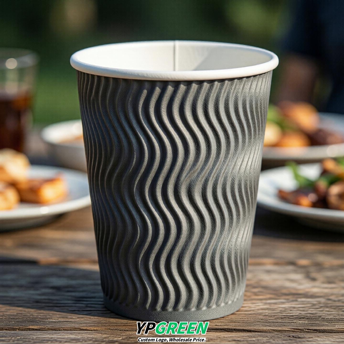 Aurora Gray Embossed Paper Cups 10oz/12oz/16oz/20oz/22oz