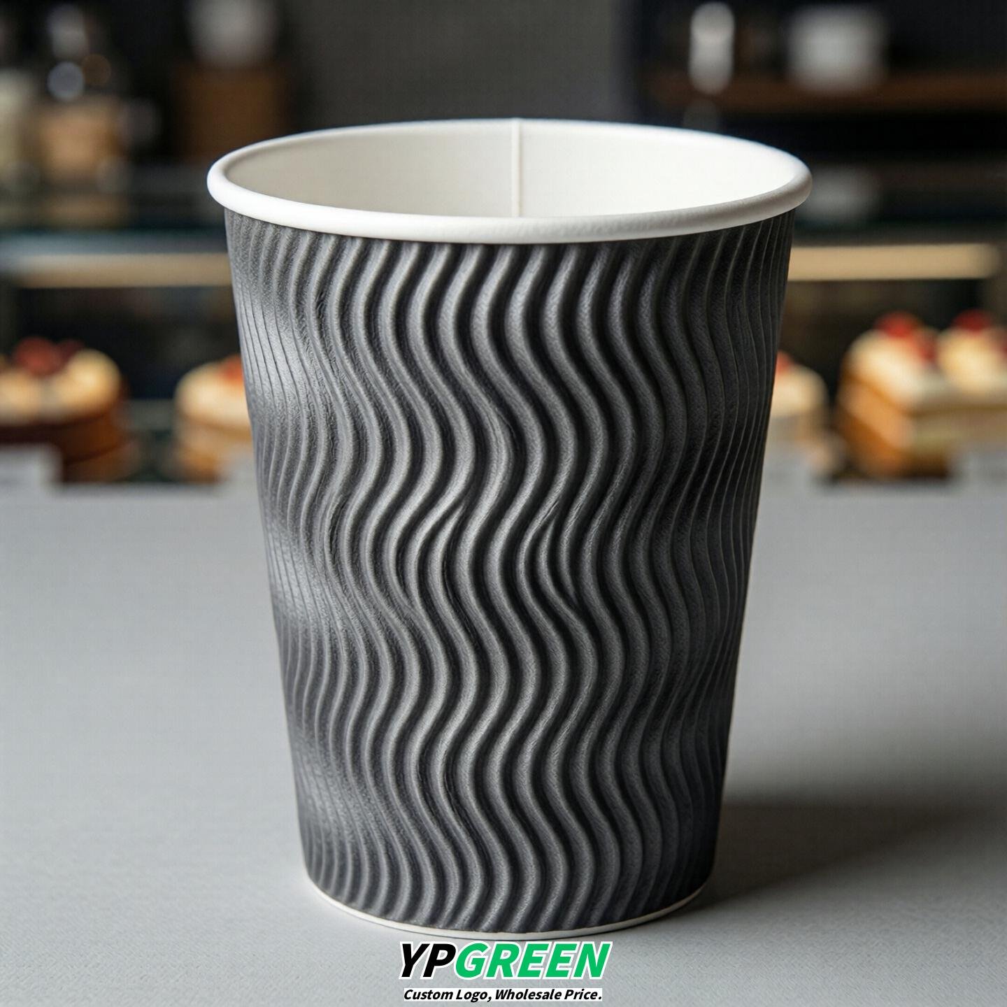 Aurora Gray Embossed Paper Cups 10oz/12oz/16oz/20oz/22oz
