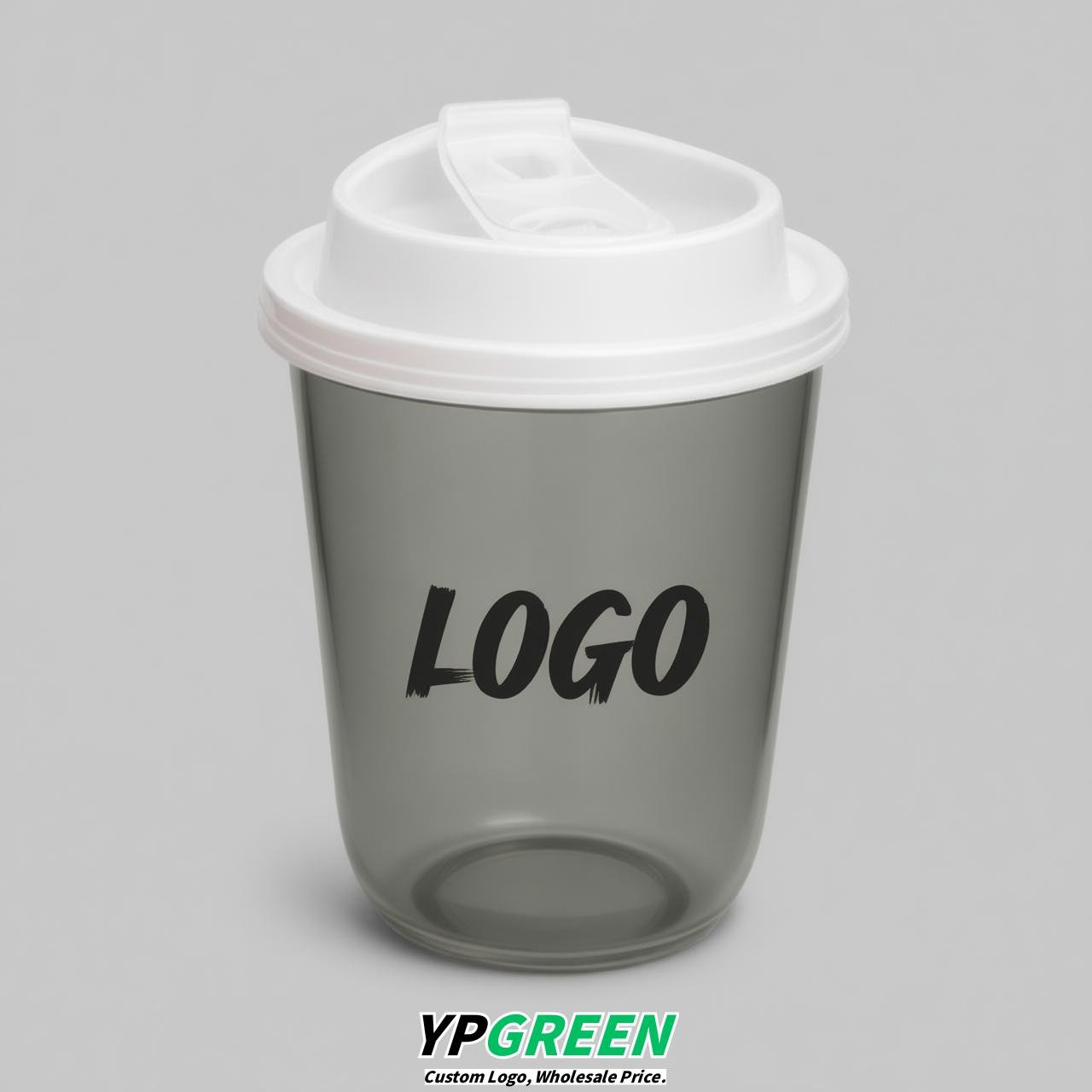 Aurora Gray U Shape Cups with Lid - Custom Logo PP & PET Plastic Disposable