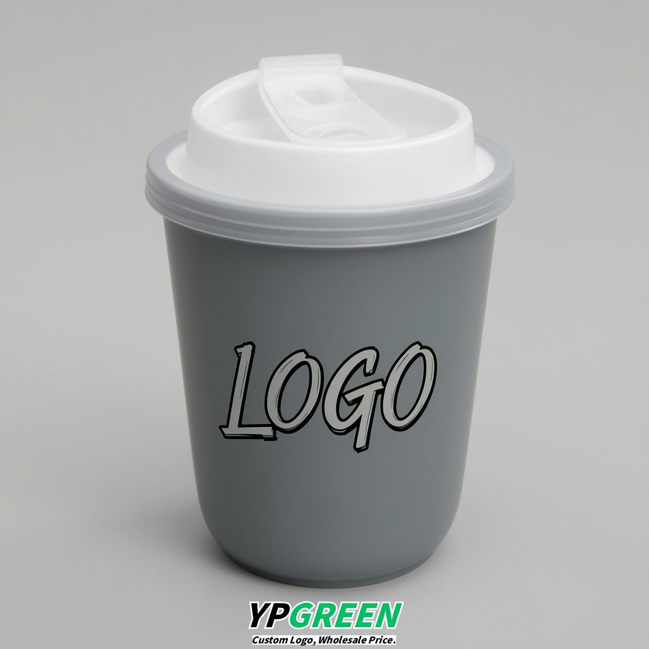Aurora Gray U Shape Cups with Lid - Custom Logo PP & PET Plastic Disposable