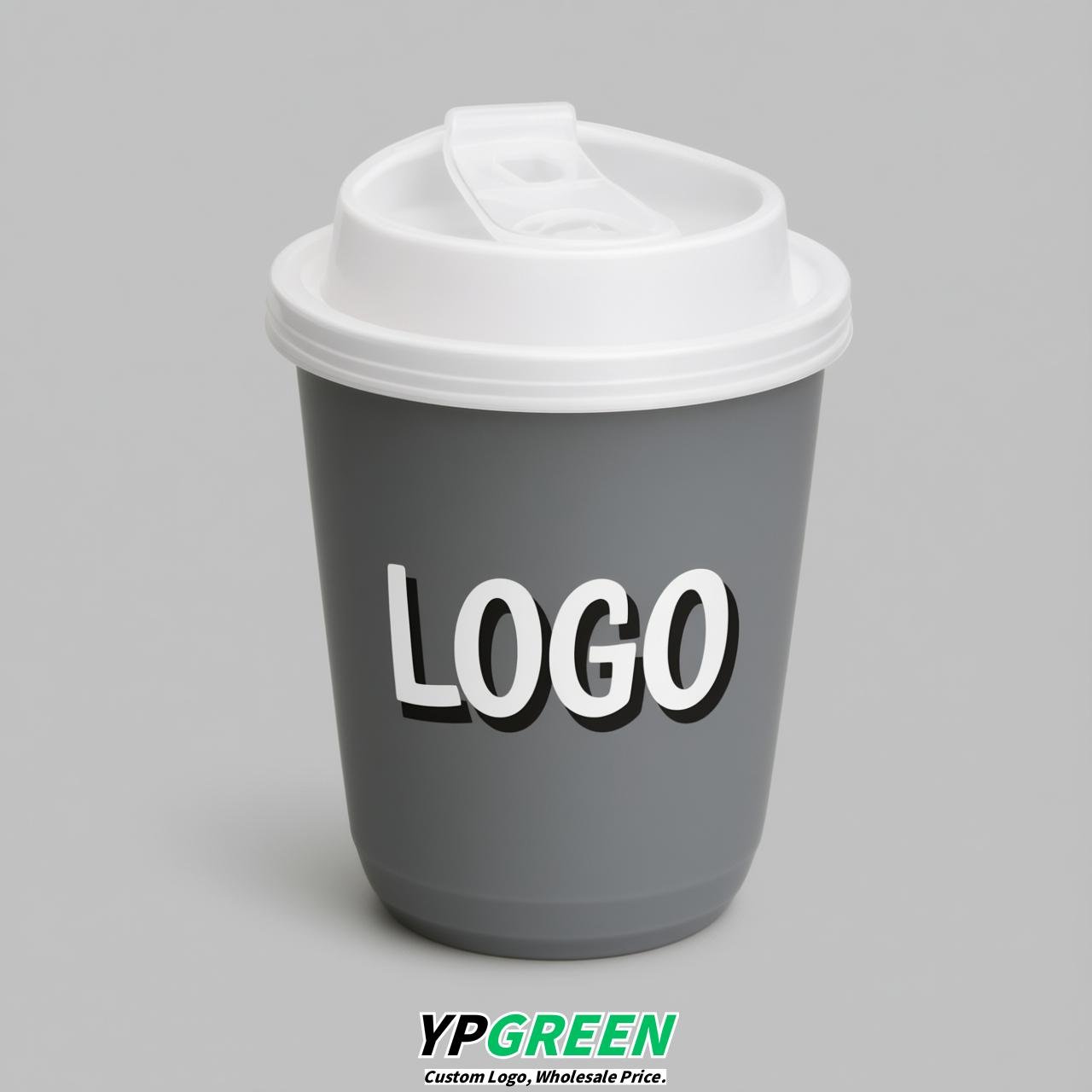 Aurora Gray U Shape Cups with Lid - Custom Logo PP & PET Plastic Disposable
