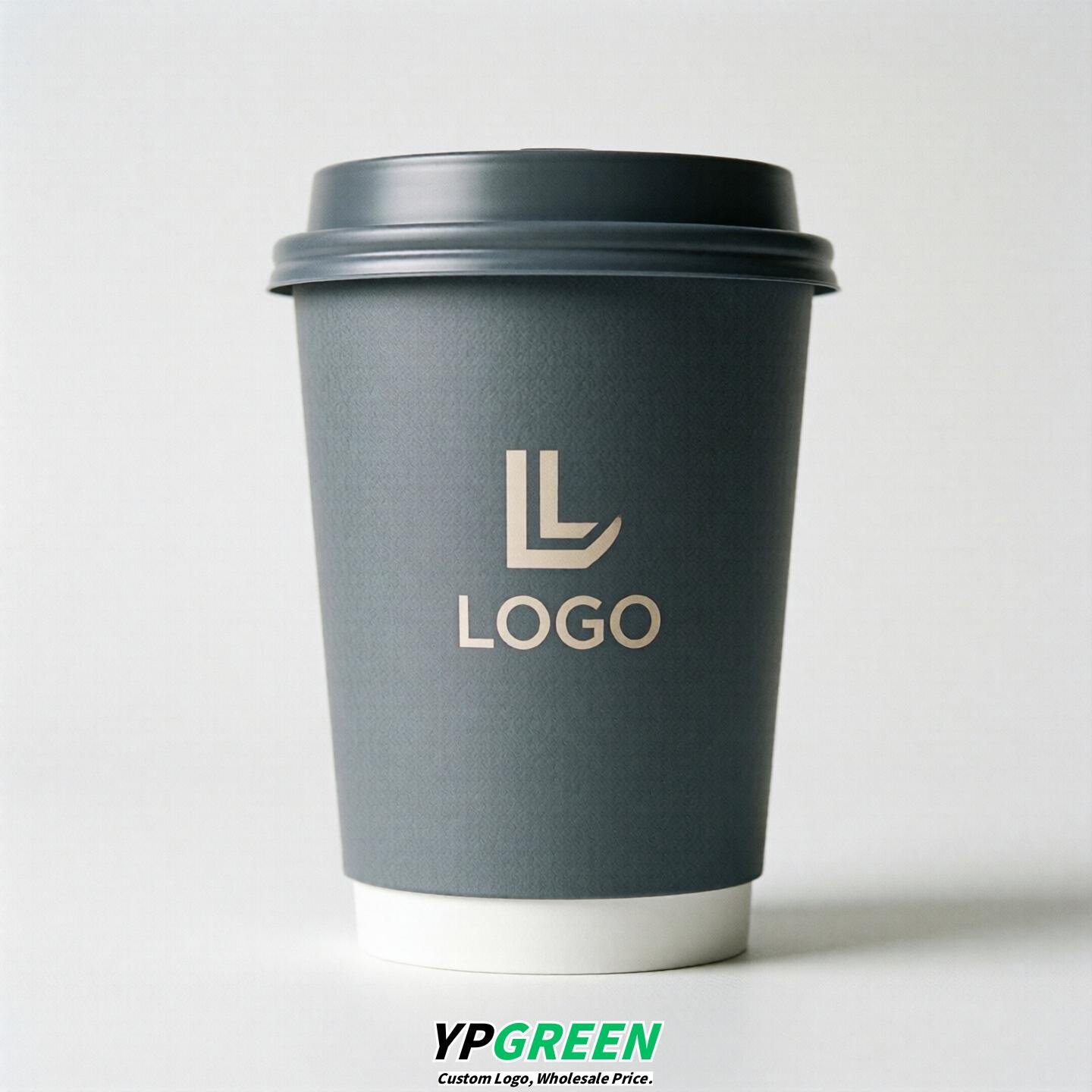 Aurora Gray Custom Logo Paper Cups: 8-24oz & Double Wall