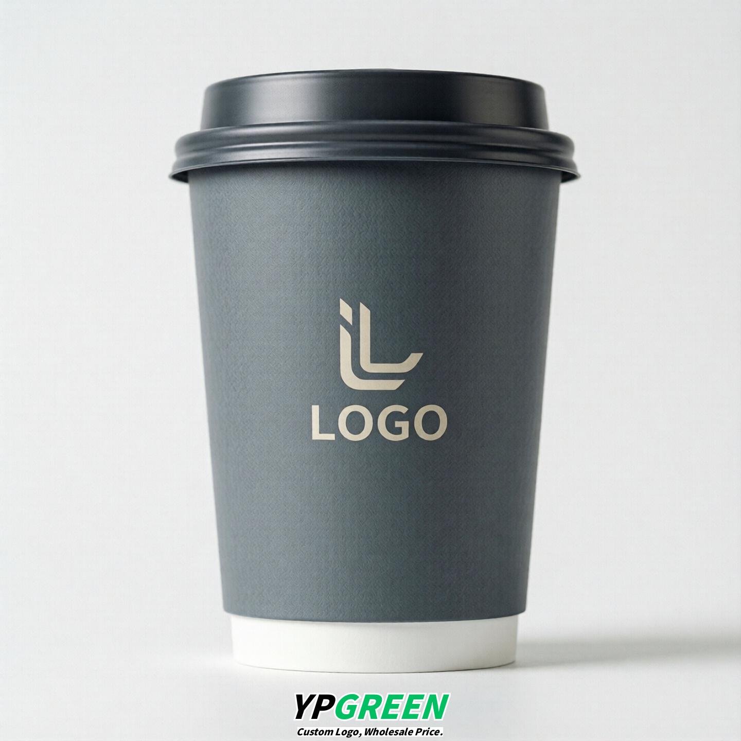 Aurora Gray Custom Logo Paper Cups: 8-24oz & Double Wall