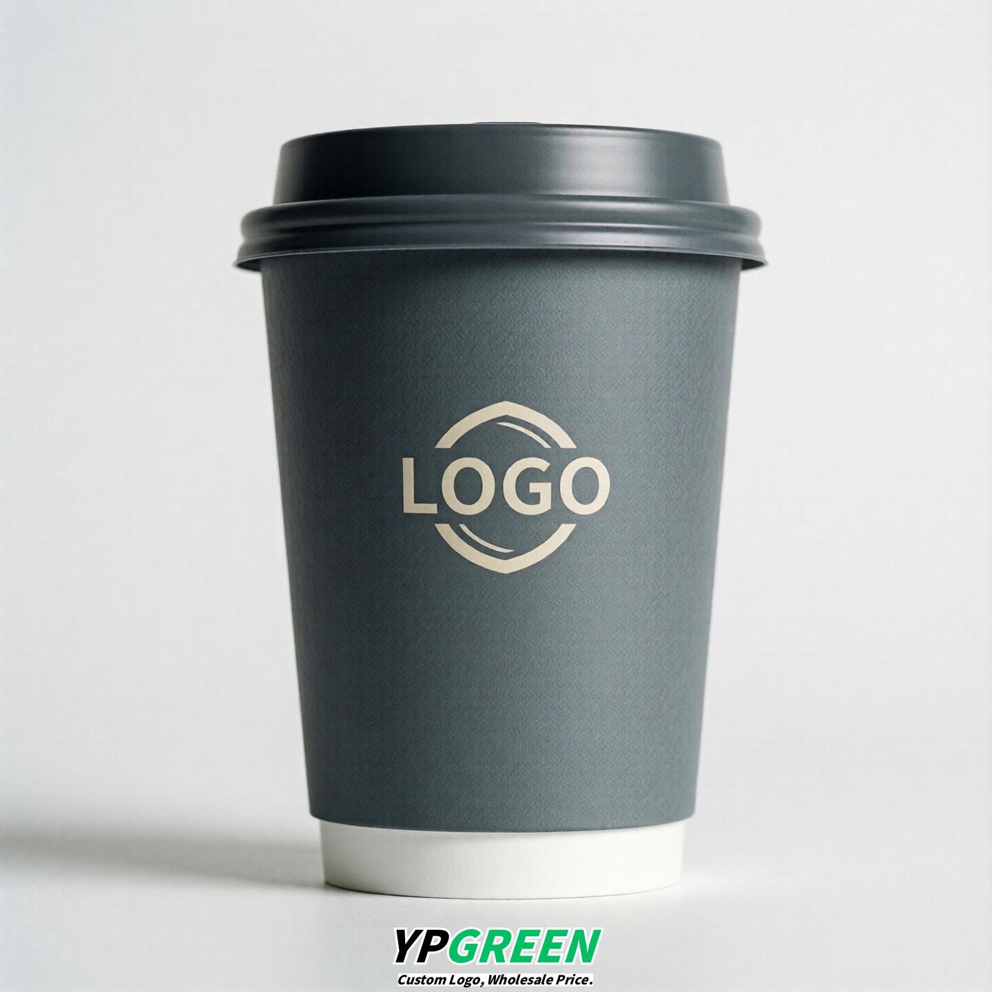 Aurora Gray Custom Logo Paper Cups: 8-24oz & Double Wall