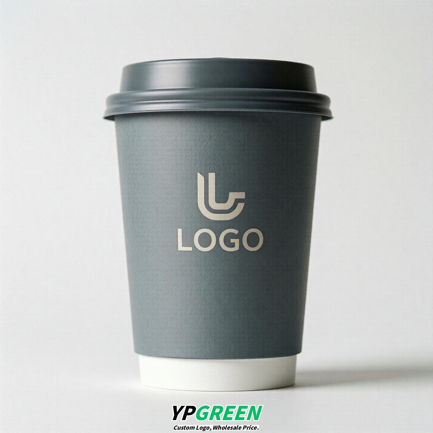 Aurora Gray Custom Logo Paper Cups: 8-24oz & Double Wall