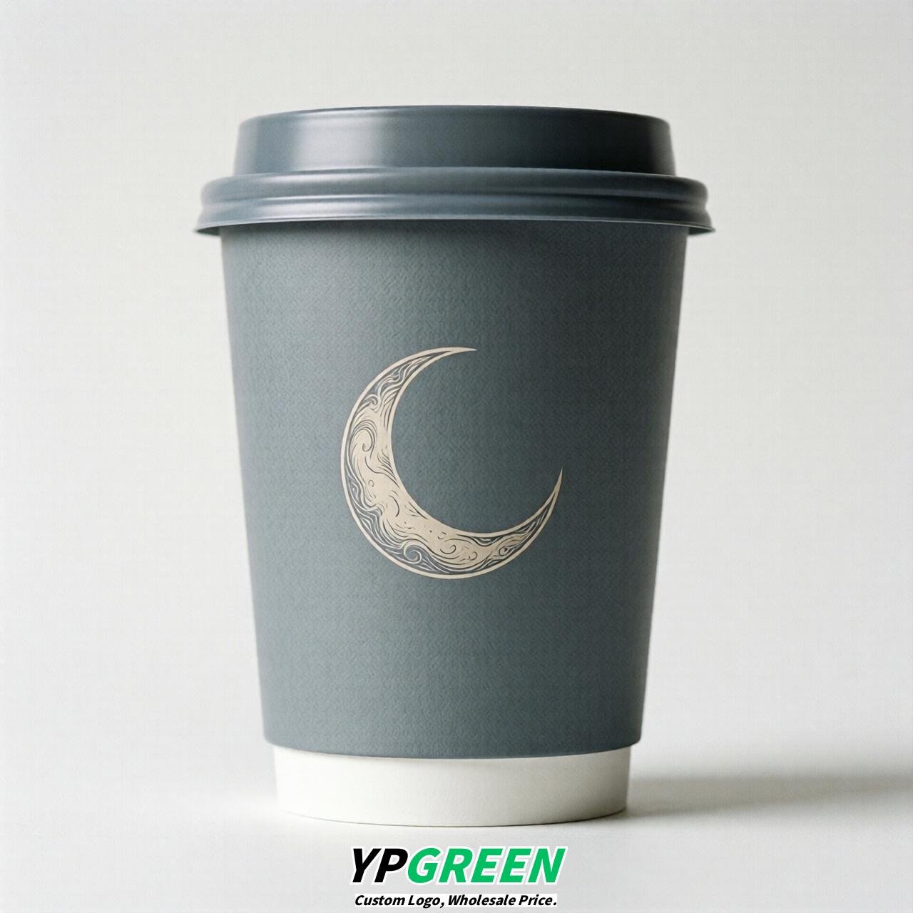Aurora Gray Moon Paper Cups with Lids 8-24oz