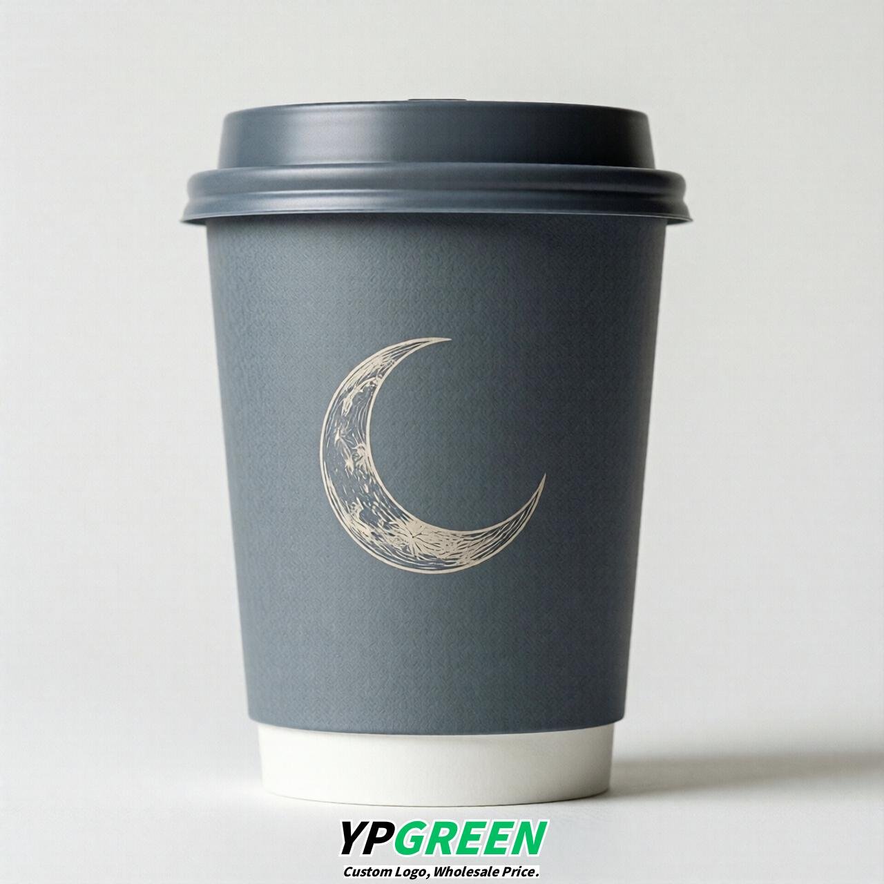 Aurora Gray Moon Paper Cups with Lids 8-24oz