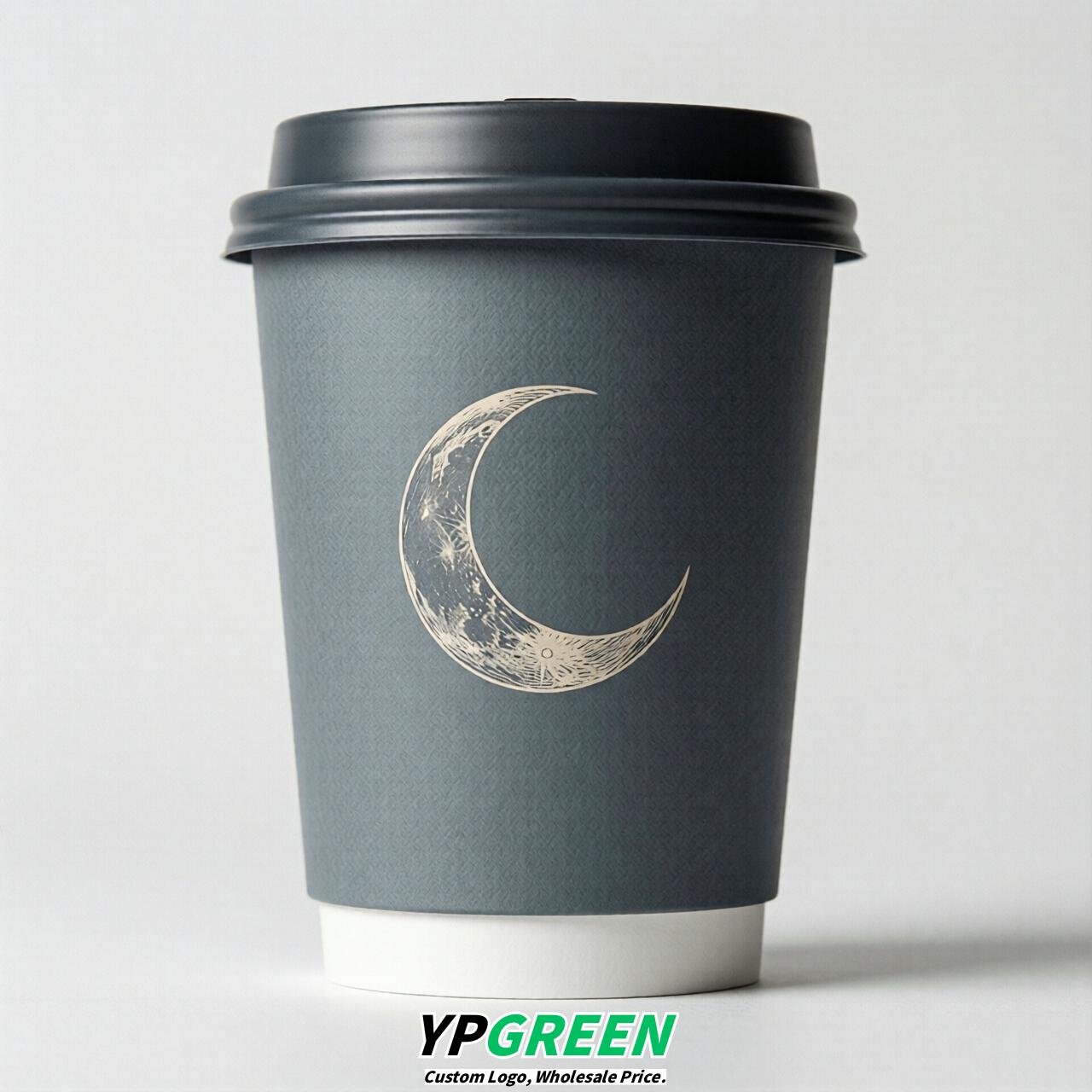 Aurora Gray Moon Paper Cups with Lids 8-24oz