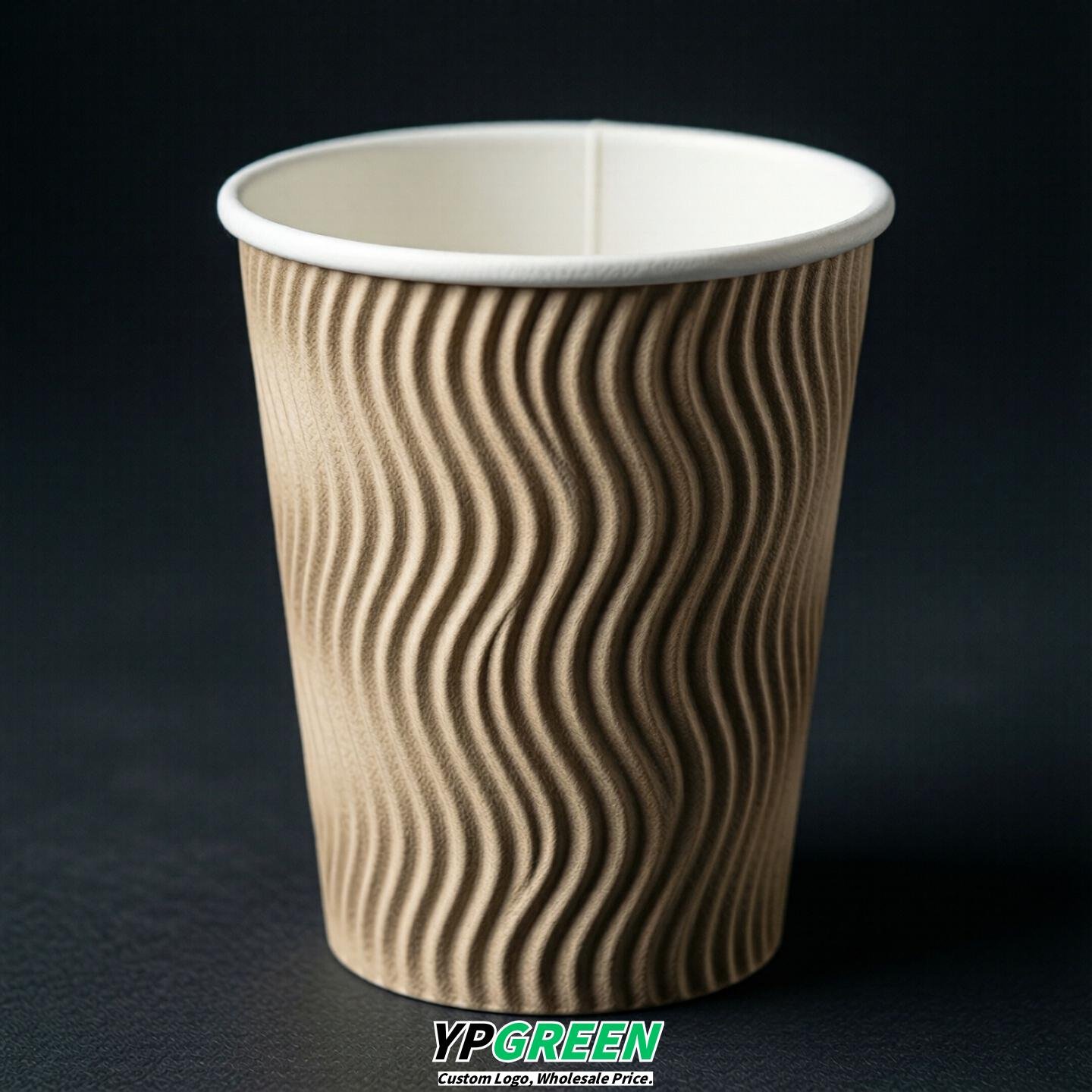Beige Embossed Paper Cups 10oz/12oz/16oz/20oz/22oz