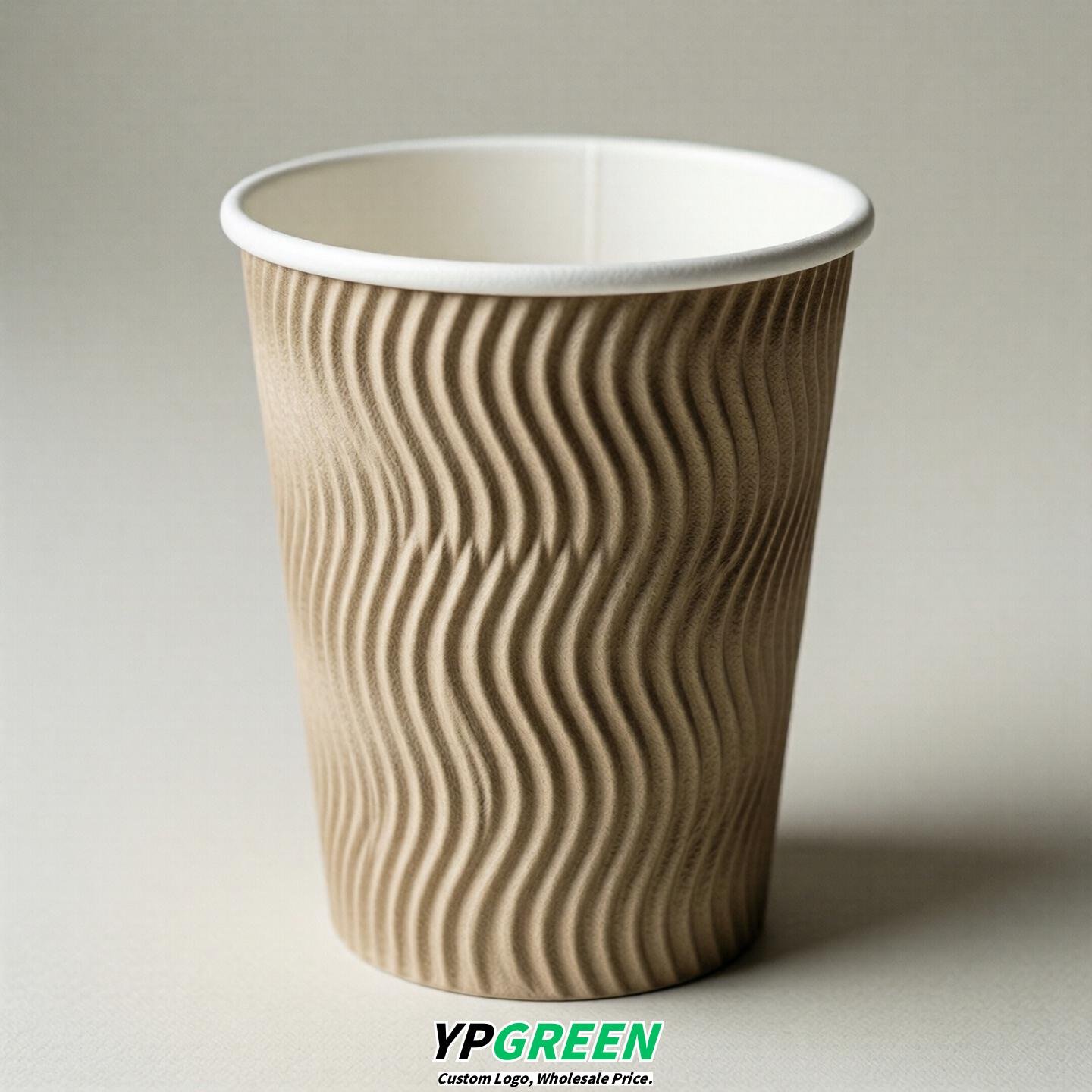 Beige Embossed Paper Cups 10oz/12oz/16oz/20oz/22oz